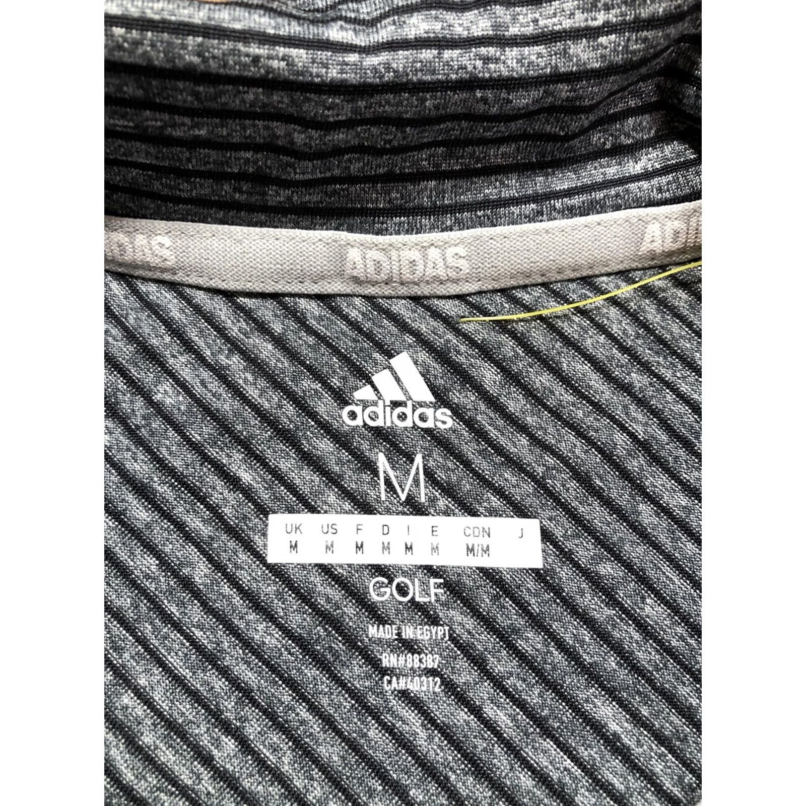 Adidas Adidas Golf Polo Shirt Mens M Gray Striped Performance Knit Short Sleeve Polo Short Sleeve Mens Size US M / EU 48-50 / 2 - 7 Thumbnail