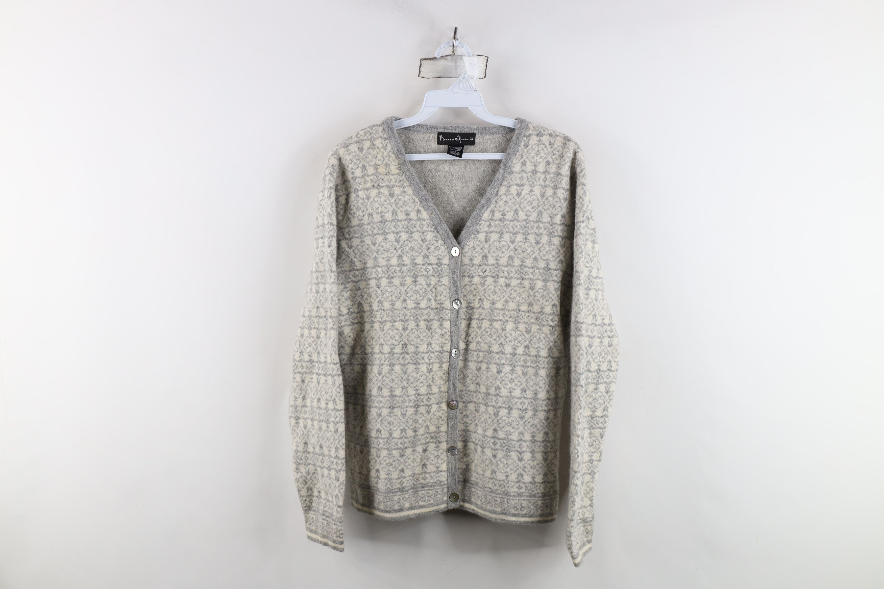 Vintage Madison & Mercer Angora Fair Isle Knit Cardigan Sweater Size S / US 4 / IT 40 - 1 Thumbnail