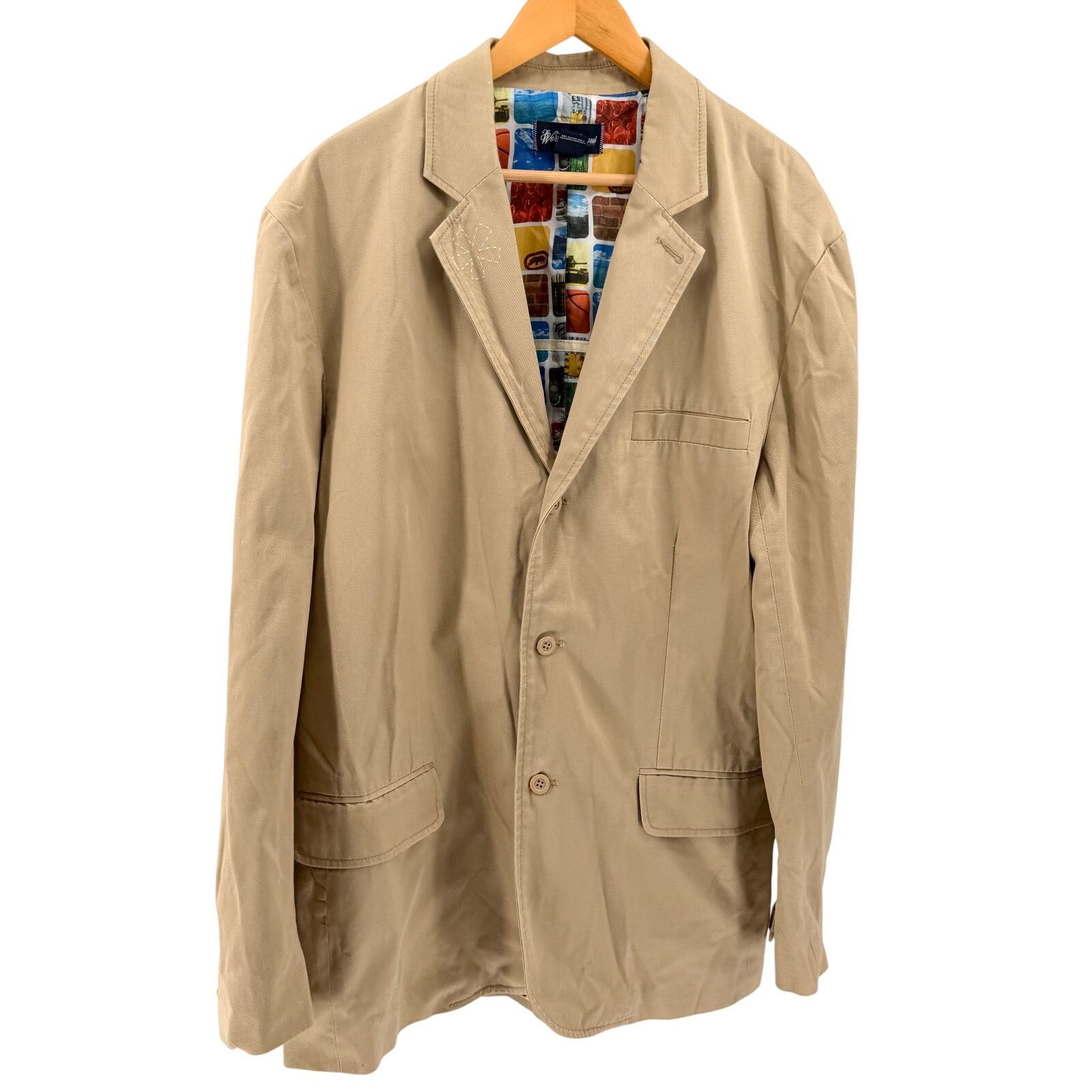 Marc Ecko Vintage Y2K Tan 100% Cotton Graphic Lining Rhino Blazer Size 44R - 1 Thumbnail