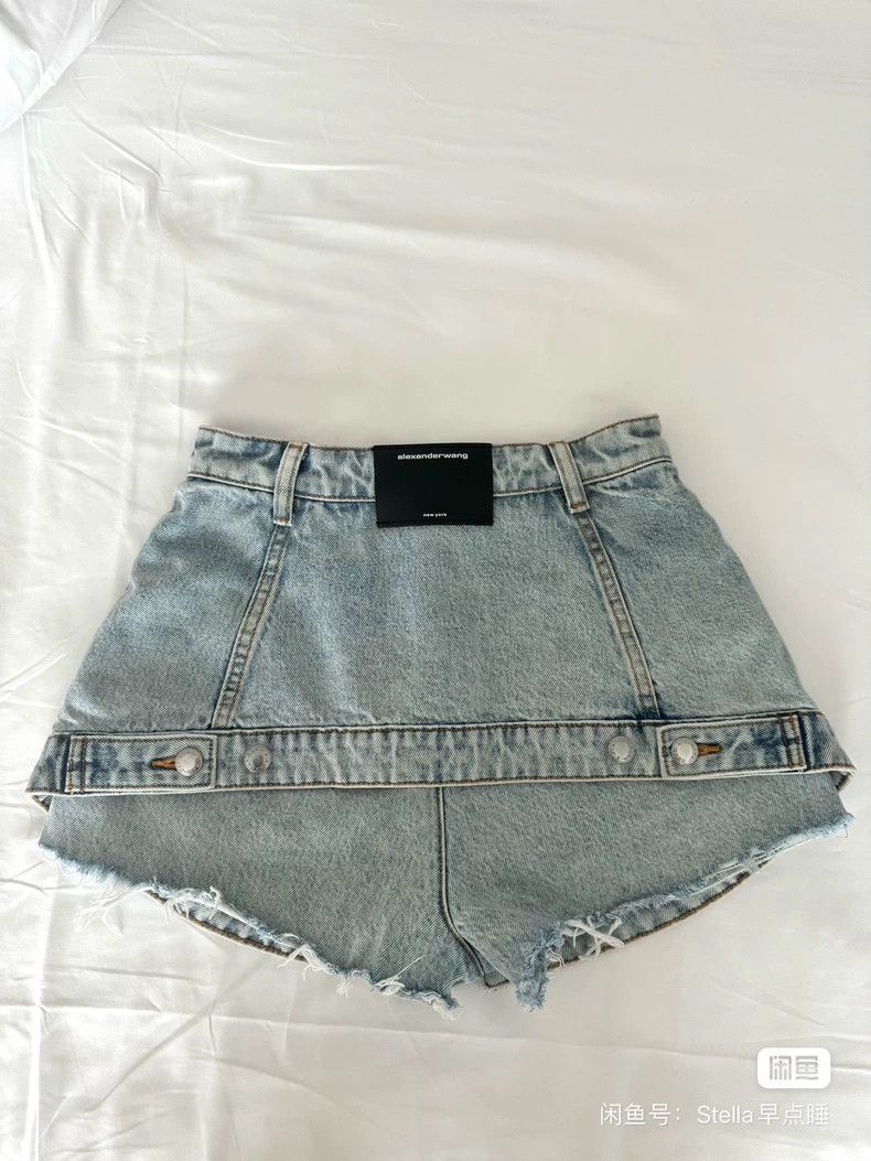 Alexander Wang Denim Shorts Skirt Asymmetrical-