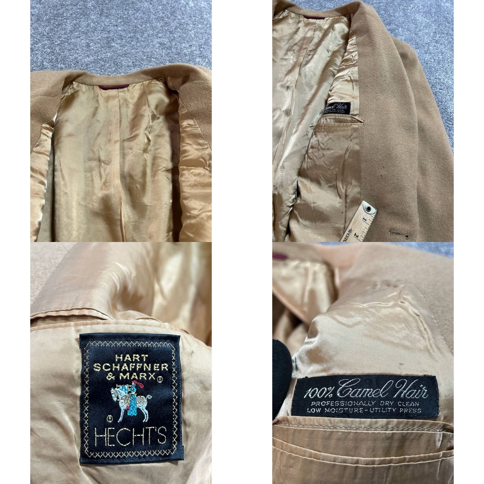 Hart Schaffner Marx VINTAGE Hart Schaffner Marx Blazer Jacket Mens 46 Beige Camel Hair Single Vented Size 46R - 8 Thumbnail