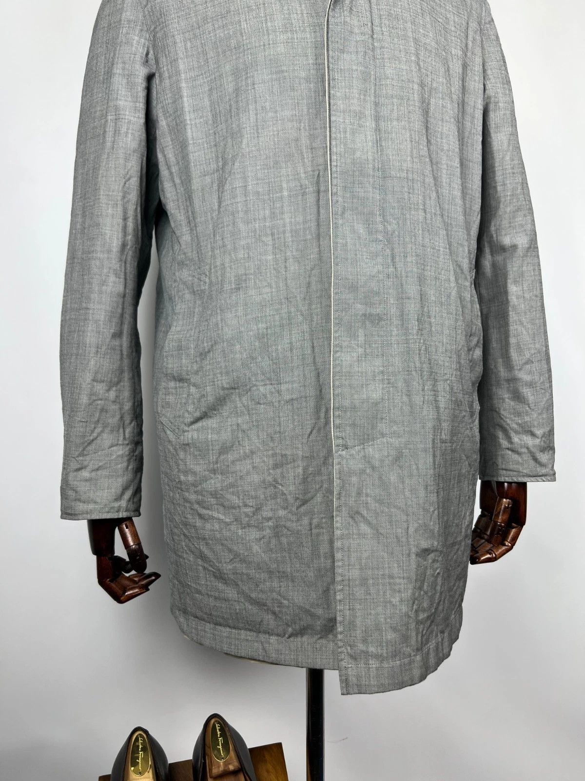 Boggi Boggi Milano Grey Wool Ivory Nylon Overcoat Reversible Coat Size US L / EU 52-54 / 3 - 11 Thumbnail