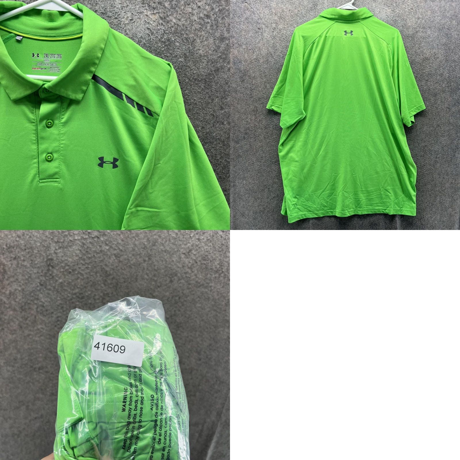 Under Armour Under Armour HeatGear Polo Shirt Mens 2XL Green Solid Golf Performance Short Sleeve Relaxed Fit Shirt Mens 2XL Green HeatGear Polo Size US XXL / EU 58 / 5 - 8 Thumbnail