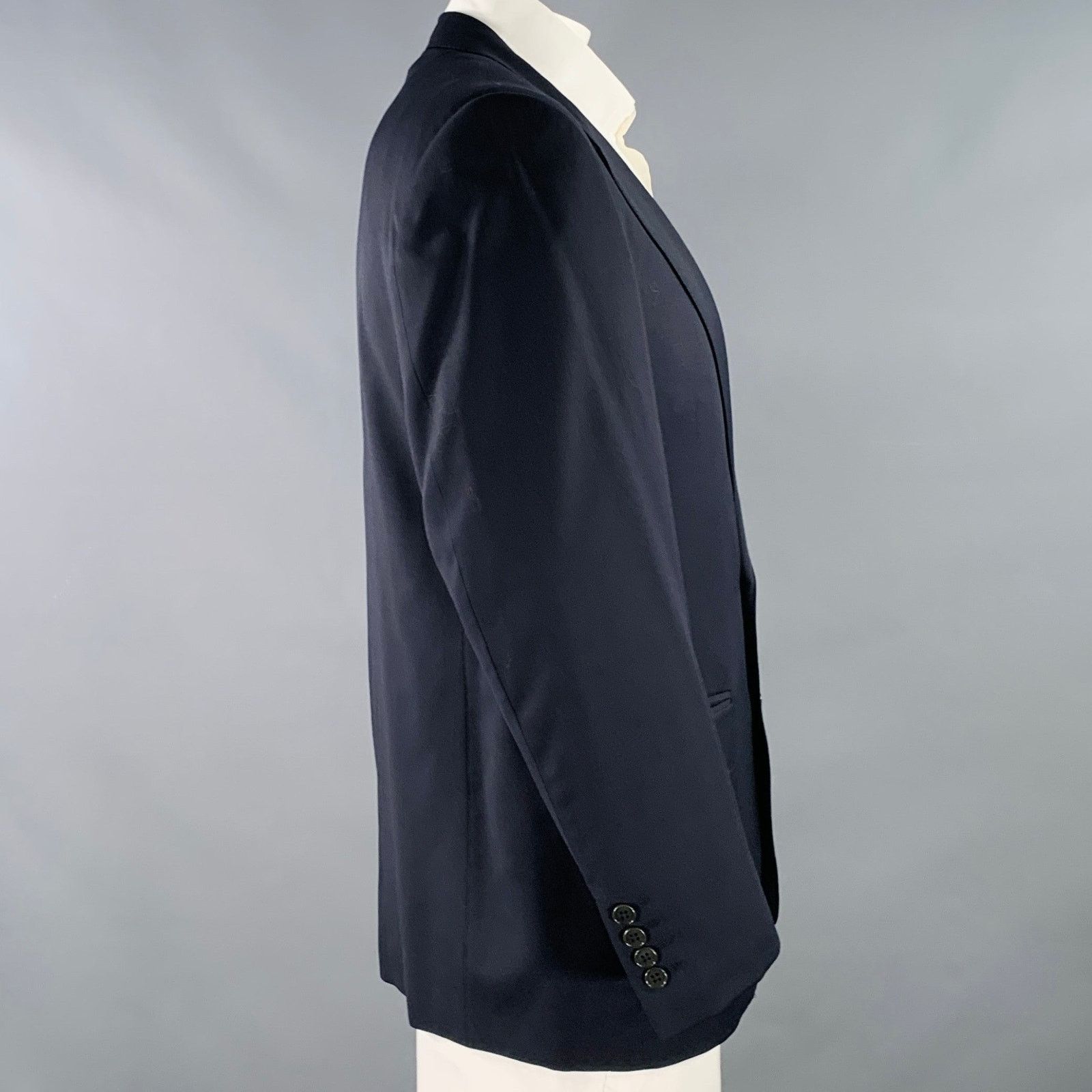 Ermenegildo Zegna ERMENEGILDO ZEGNA Size 44 Navy Wool Notch Lapel Sport Coat Size 44R - 2 Thumbnail