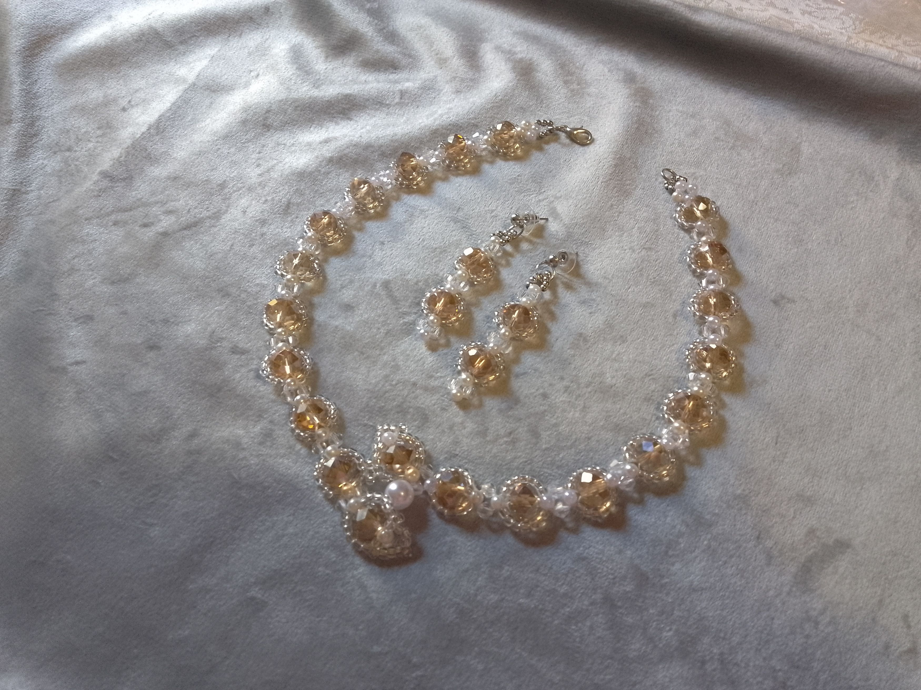 Handmade Necklace earrings Fine crystal+glass Snakish shape. Elegant Size ONE SIZE - 10 Thumbnail