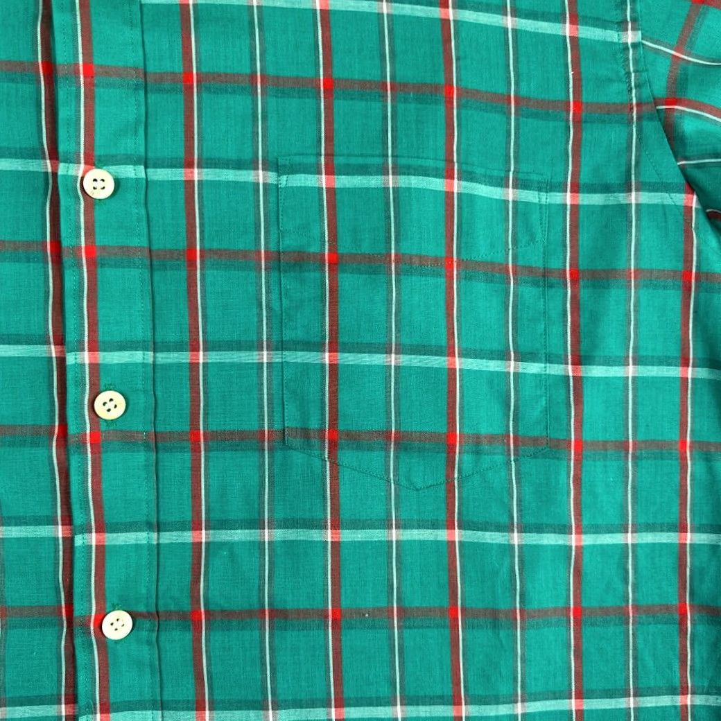 Vintage VINTAGE Manhattan Shirt Adult MEDIUM Green Plaid Button-Down 80s Casual Mens Size US M / EU 48-50 / 2 - 3 Thumbnail