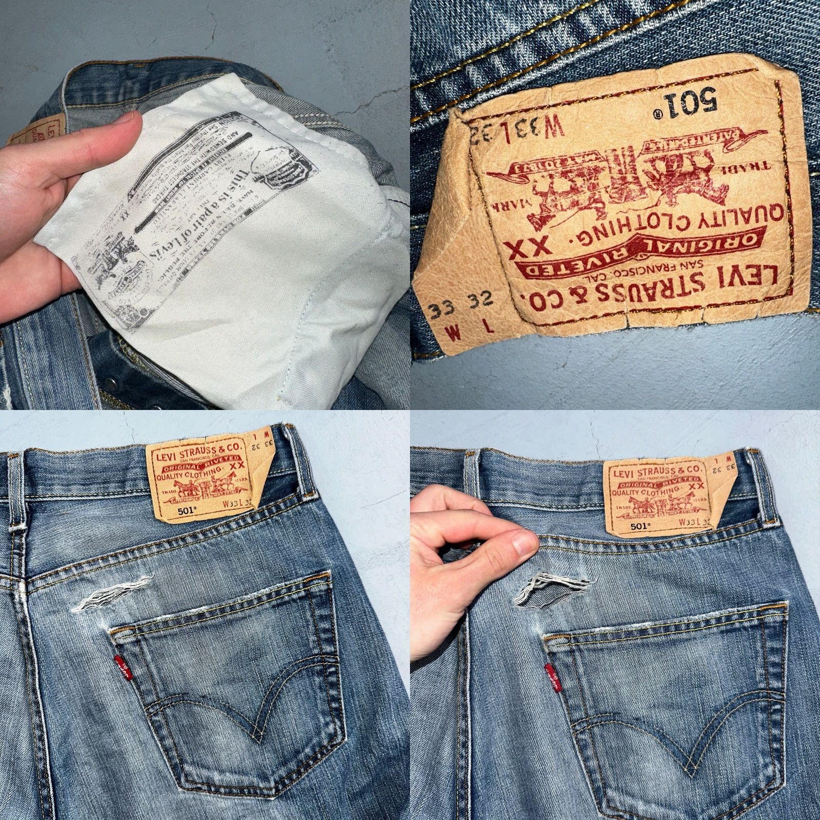 Levi's Levis 501 Vintage Y2K XX Straight Leg Jeans Blue Med Wash 33x32 32x31 Levi's 501 Jeans Mens Denim 90s Straight Vintage Blue Size US 33 - 10 Thumbnail