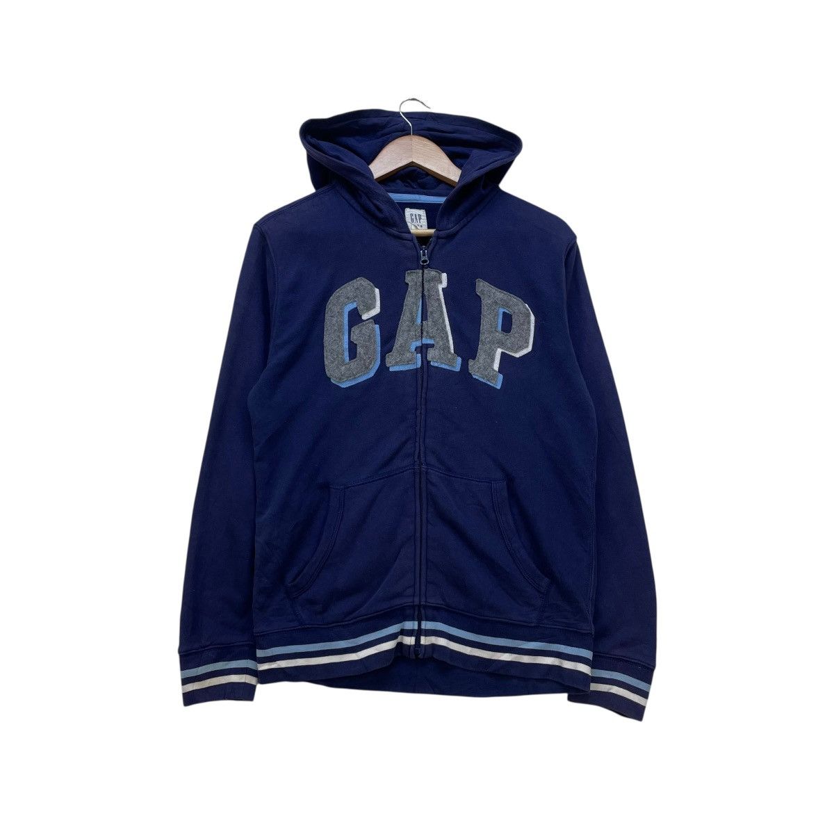Gap 💥Vintage Gap Kids Spell Out Hooded Zip Up Sweater Size US M / EU 48-50 / 2 - 1 Thumbnail