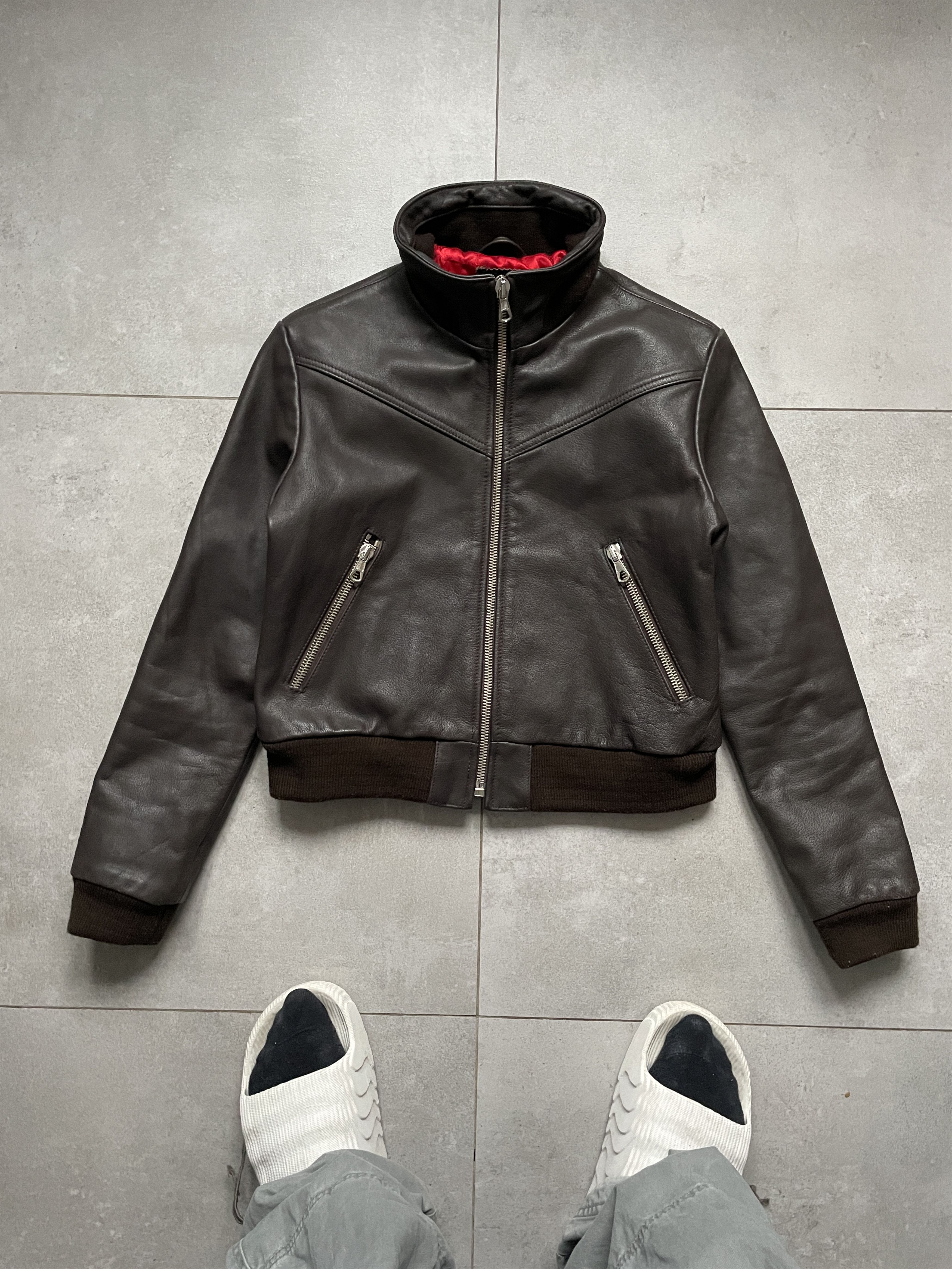 Genuine Leather VINTAGE BROWN CROPPED BIKER MOTO LEATHER JACKET Size US S / EU 44-46 / 1 - 2 Thumbnail