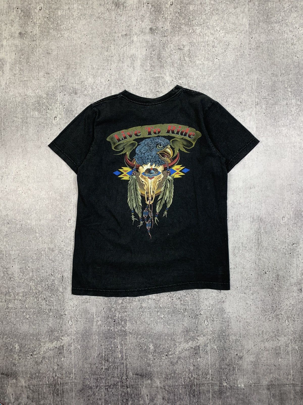Pre-owned Harley Davidson X Vintage Live To Ride Harley Davidson Style Bootleg T Shirt In Black