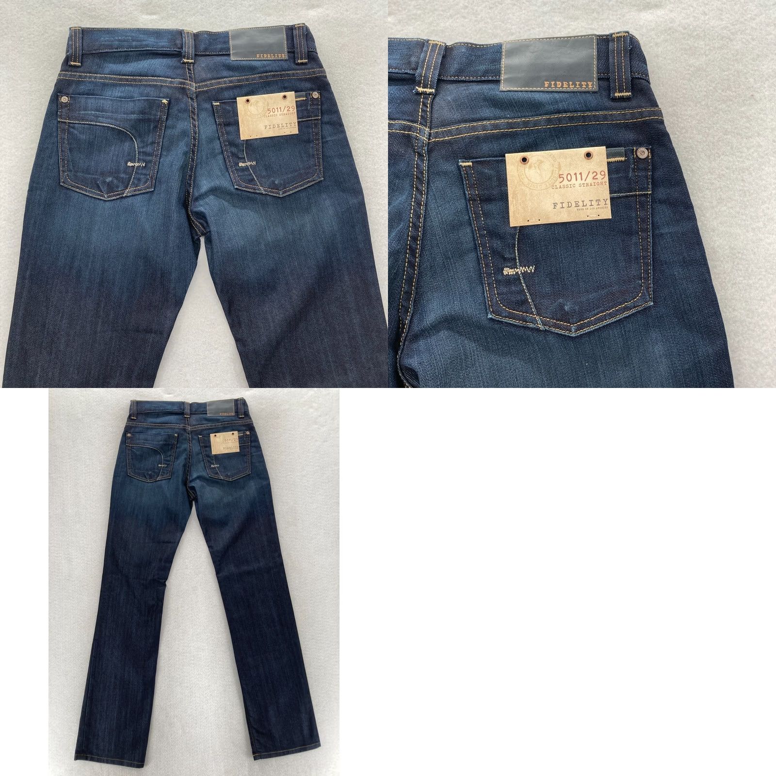 Vintage Fidelity Denim 5011 Jeans Mens 29x34 Straight Blue Denim 5-Pocket Regular Casual Classic Size US 29 - 9 Thumbnail