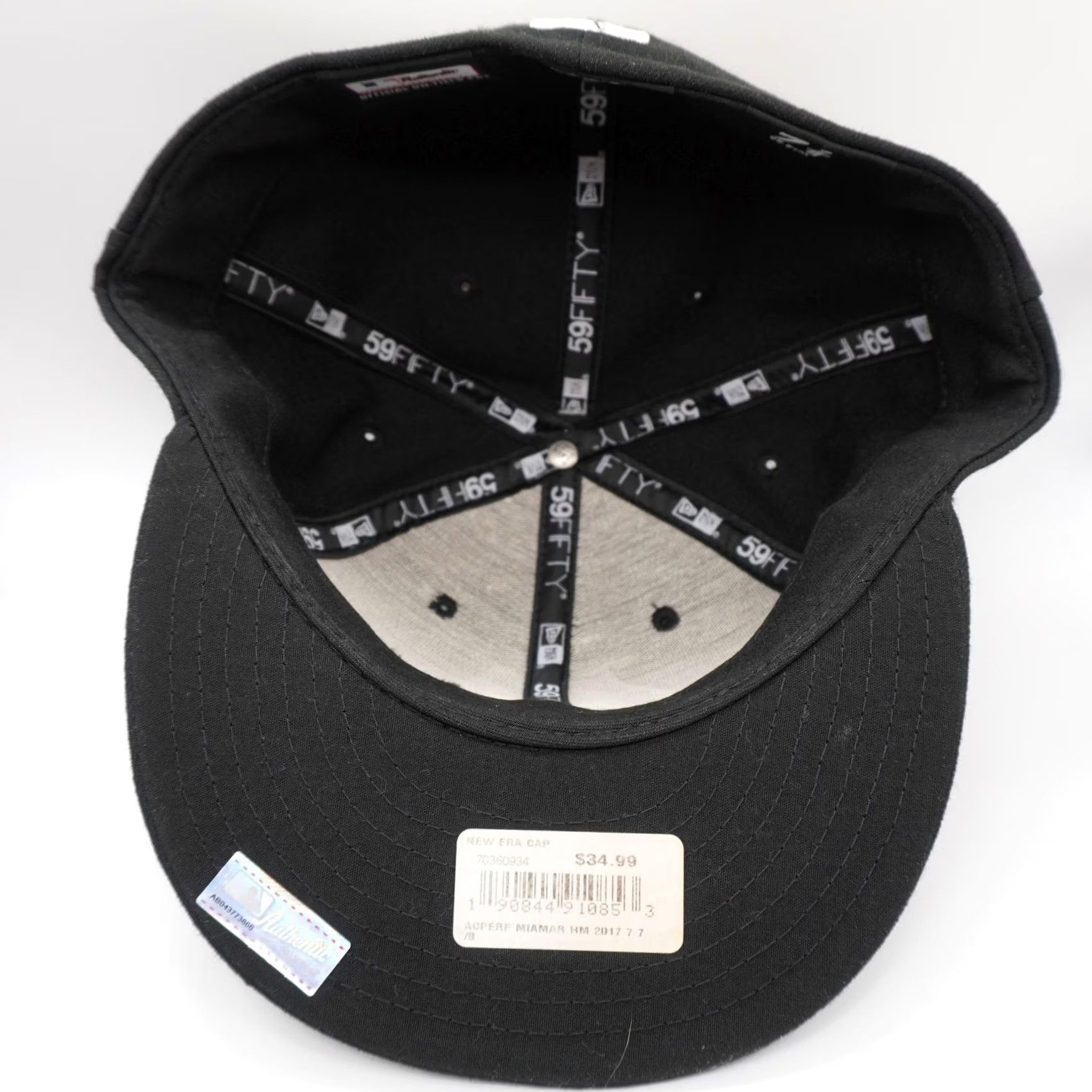 New Era New Era Miami Marlins Hat Mens 7 7/8 Black 59FIFTY Authentic On-Field Fitted Cap Size ONE SIZE - 7 Thumbnail