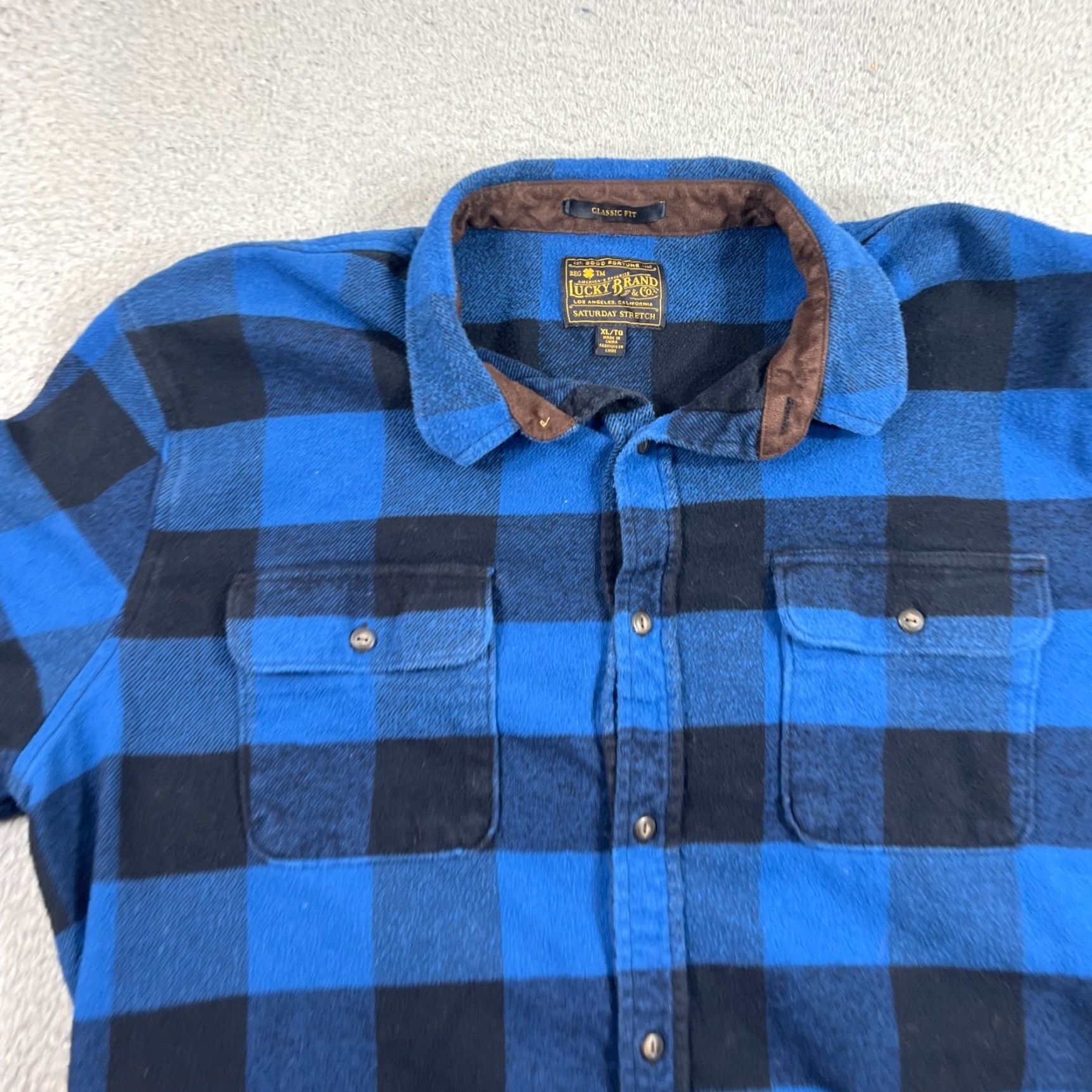 Lucky Brand Lucky Brand Shirt Mens XL Blue Plaid Flannel Classic Fit Stretch Pocket Button-Up Size US XL / EU 56 / 4 - 2 Thumbnail