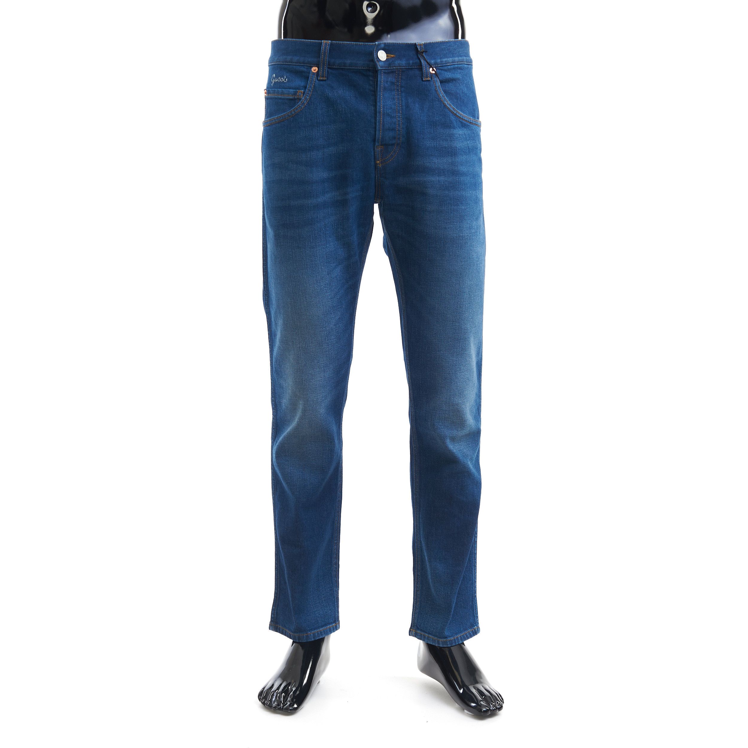 Image of Gucci Blue Tapered Denim Pants, Men's (Size 33)