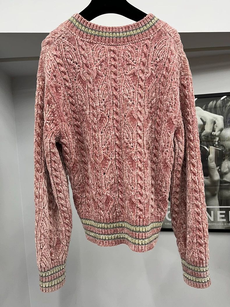 Chanel Chanel 22B pink V-neck velvet knit sweater Size XXS / US 00 / IT 34 - 3 Thumbnail