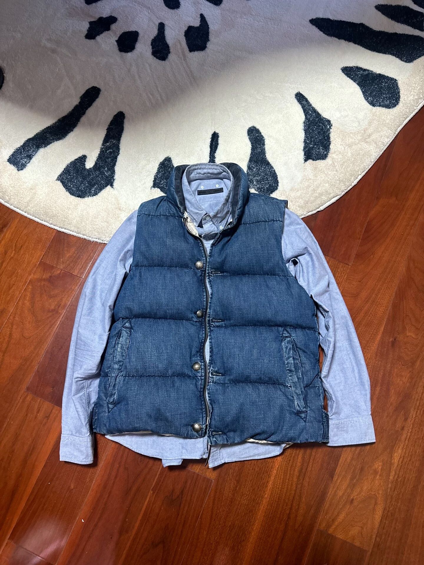 Remi Relief REMI RELIEF Denim Down Vest Silver Coin Buttons Size US M / EU 48-50 / 2 - 1 Thumbnail