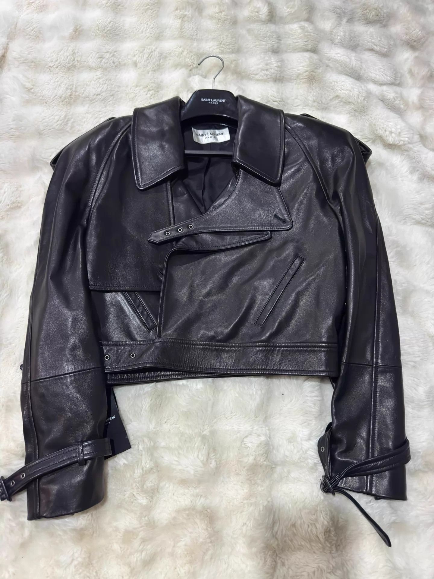 Saint Laurent Paris SLP 23 Runway Short Sheepskin Leather Jacket Black Size M / US 6-8 / IT 42-44 - 1 Thumbnail