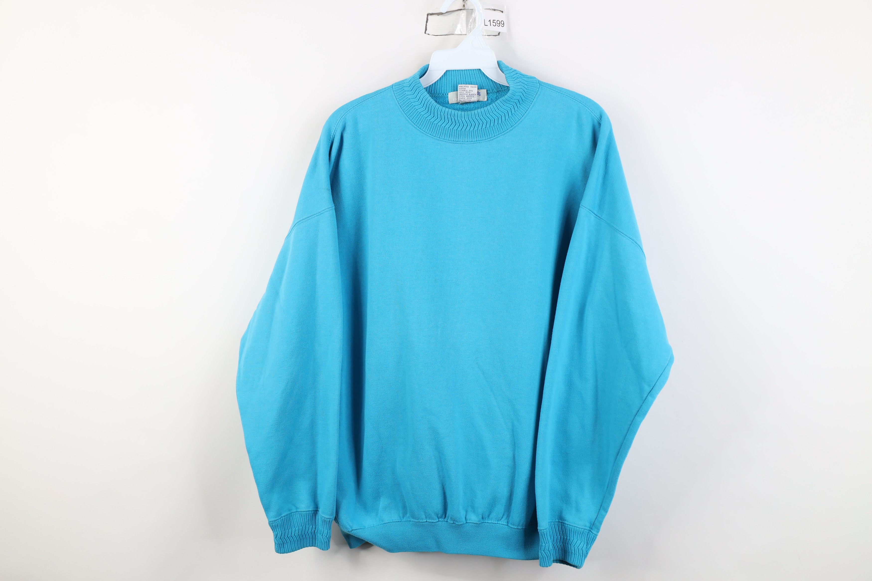 Vintage Vintage 90s Streetwear Blank Mock Neck Sweatshirt Blue Size M / US 6-8 / IT 42-44 - 1 Thumbnail