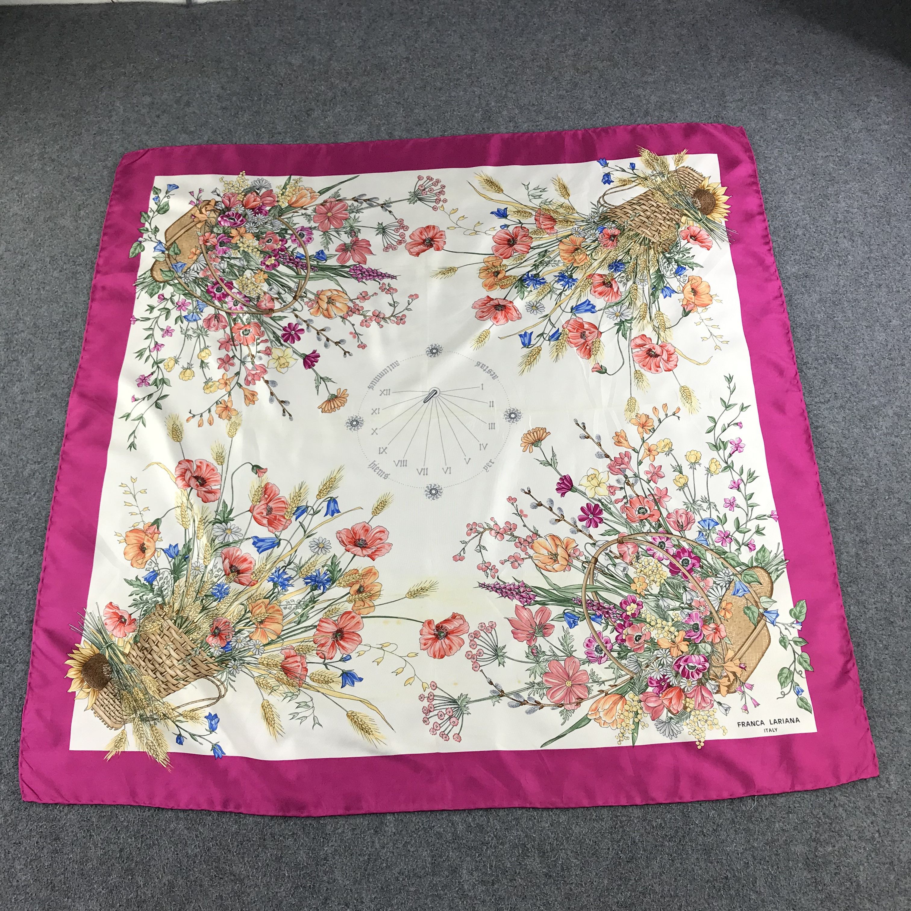Vintage Franca Lariana Floral Silk Scarf M111 Size ONE SIZE - 2 Thumbnail