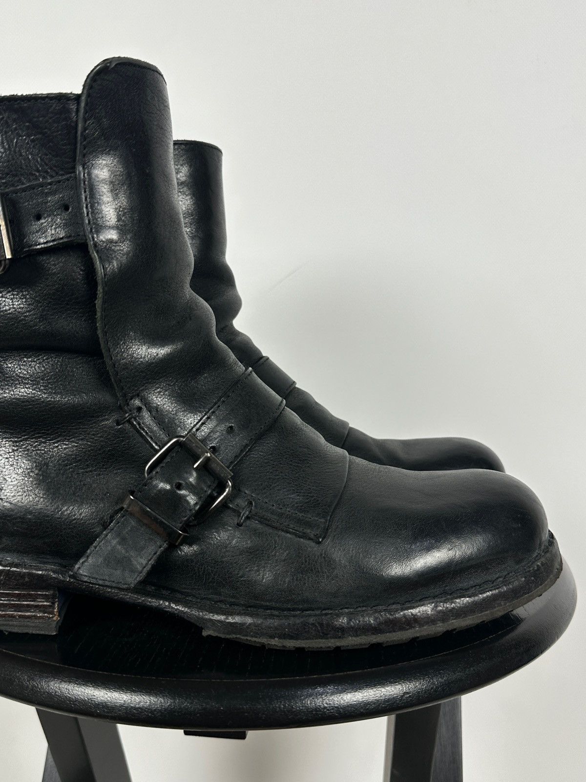 MoMA MoMA Black Leather Buckle Ankle Biker Boots Size US 10 / IT 40 - 16 Thumbnail