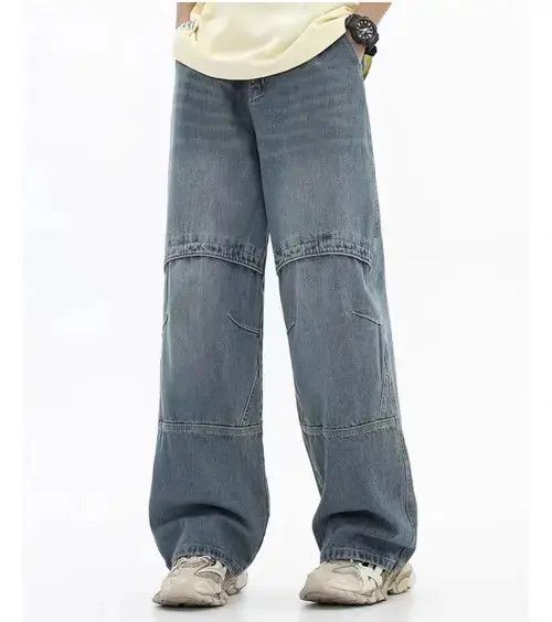 Jean Retro Street Hip Hop Washed Distressed Loose Straight Jeans Size US 30 / EU 46 - 7 Thumbnail