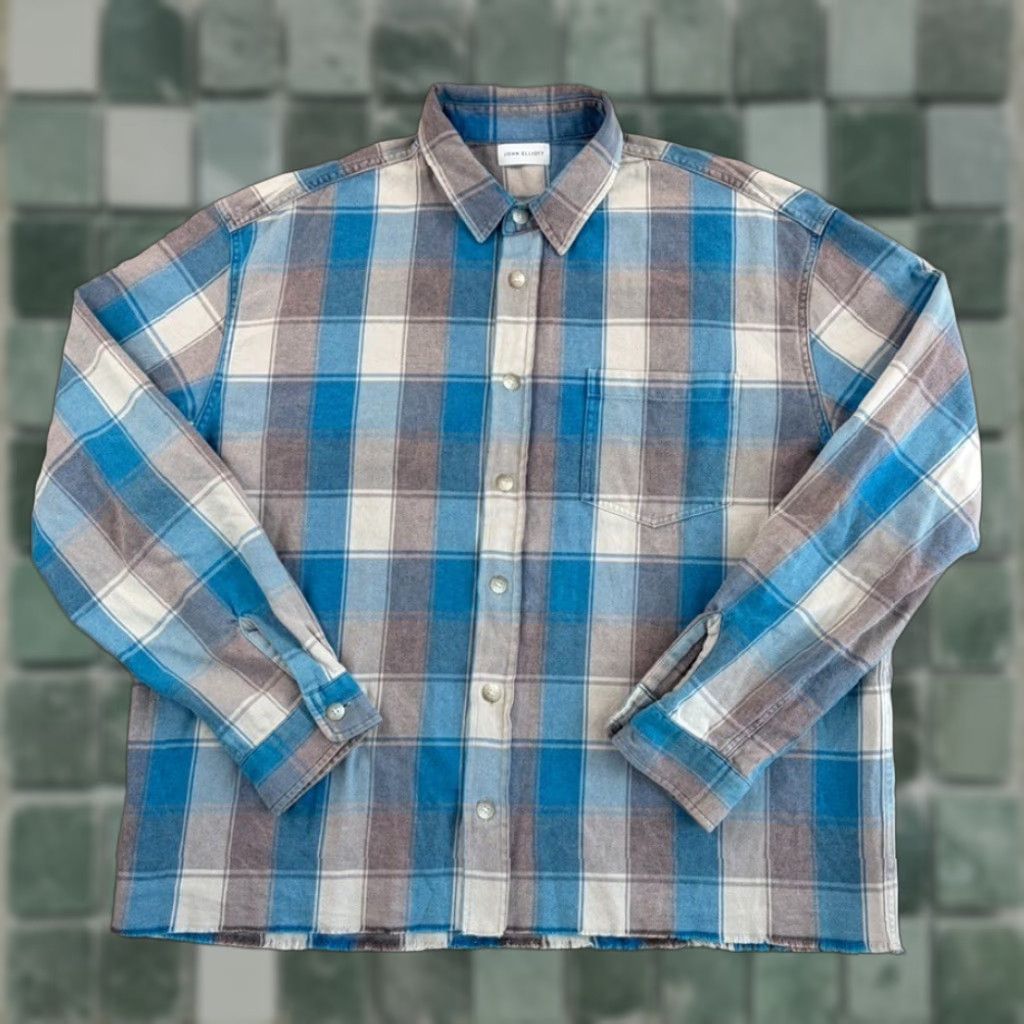 John Elliott John Elliott Hemi Oversized Shirt Point Sur Check Men XL Blue Cotton Flannel Button-Up Casual Designer) Size US XL / EU 56 / 4 - 1 Thumbnail