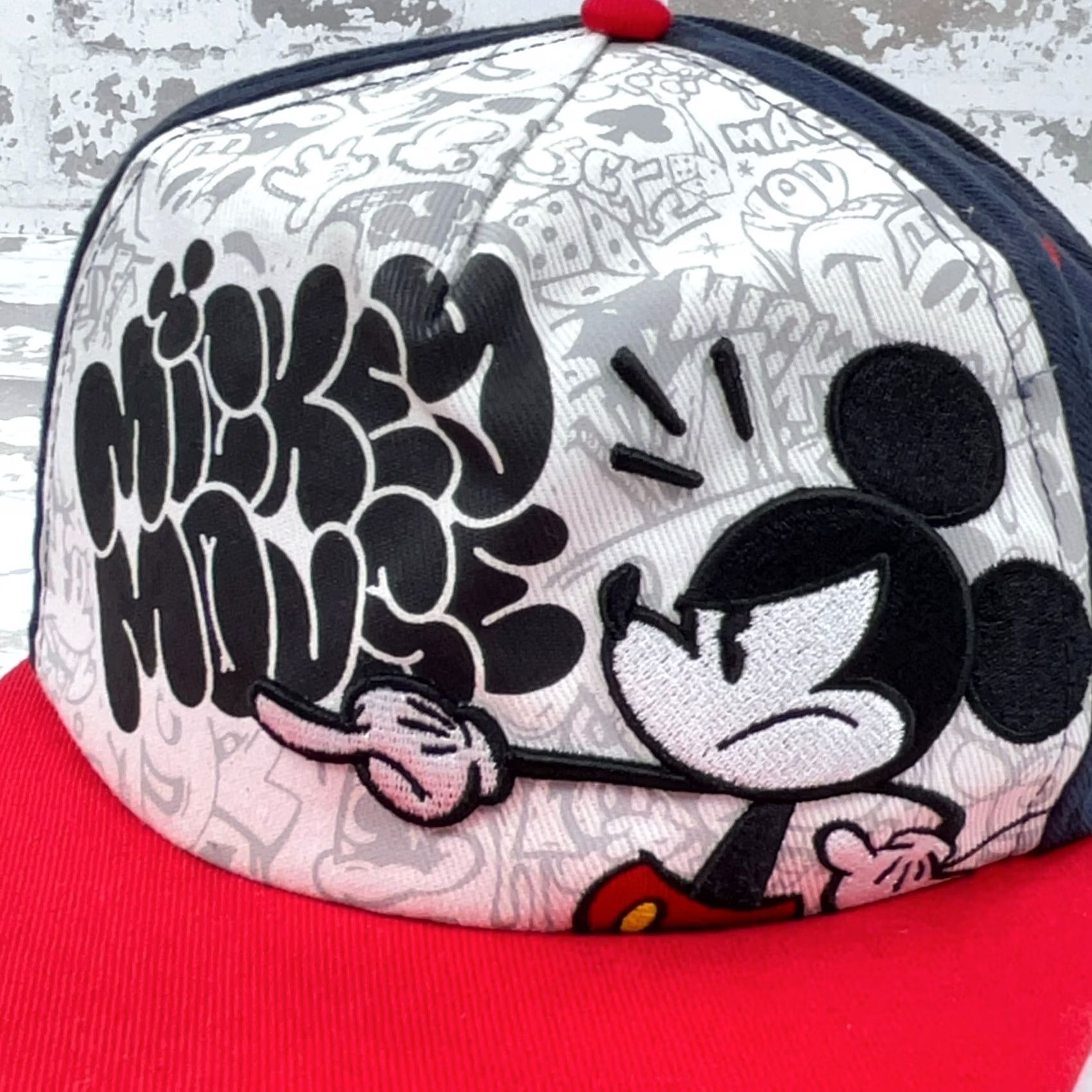 Disney Disney Mickey Mouse Hat Cap Snap Back Blue Red Graffiti Cartoon Skater Hip Hop Size ONE SIZE - 5 Thumbnail