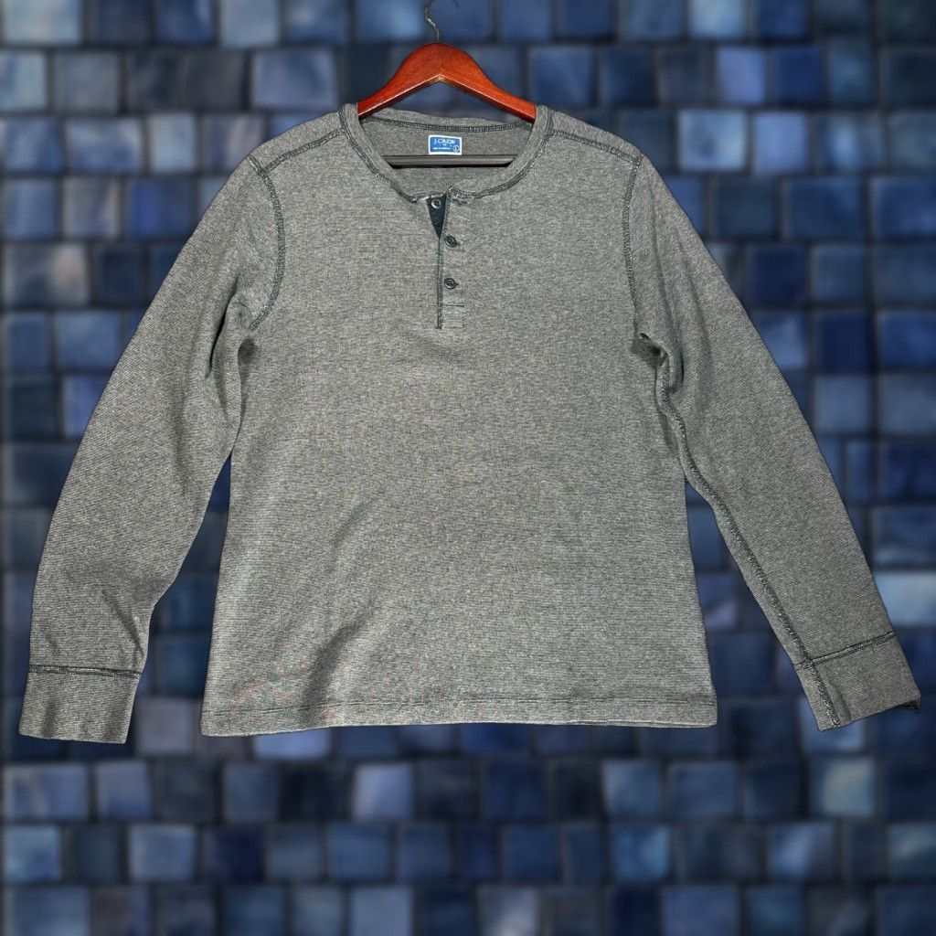 Vintage J Crew Shirt Mens L Henley Gray Cotton Long Sleeve Pullover Buttons Rib Cuff Knit Size US L / EU 52-54 / 3 - 1 Thumbnail