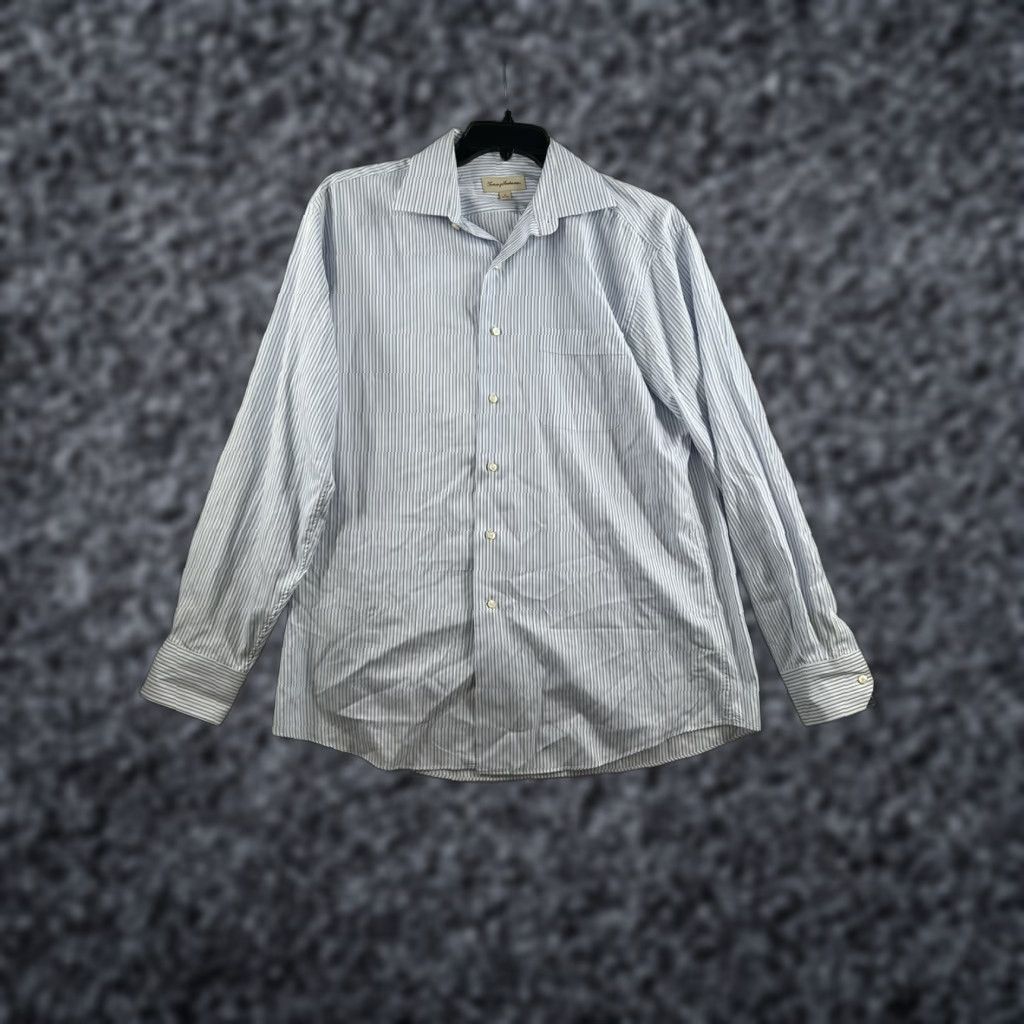 Tommy Bahama Tommy Bahama Button Down Shirt Mens 16 34-35 Blue White Stripe Long Sleeve Size US L / EU 52-54 / 3 - 1 Thumbnail
