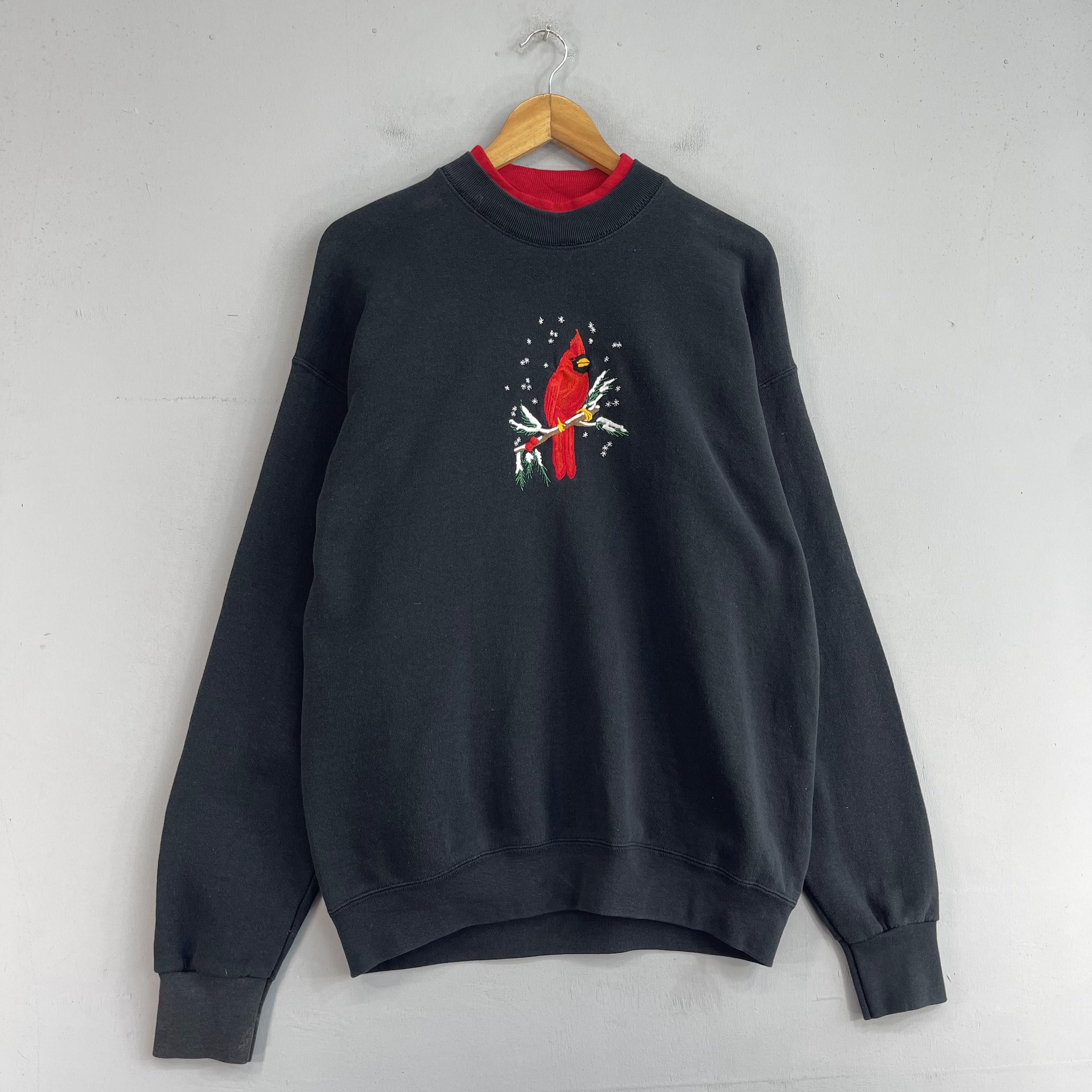 American Apparel × Vintage Vintage RED CARDINAL Bird Habitat Embroidery Sweatshirt Size US M / EU 48-50 / 2 - 3 Thumbnail