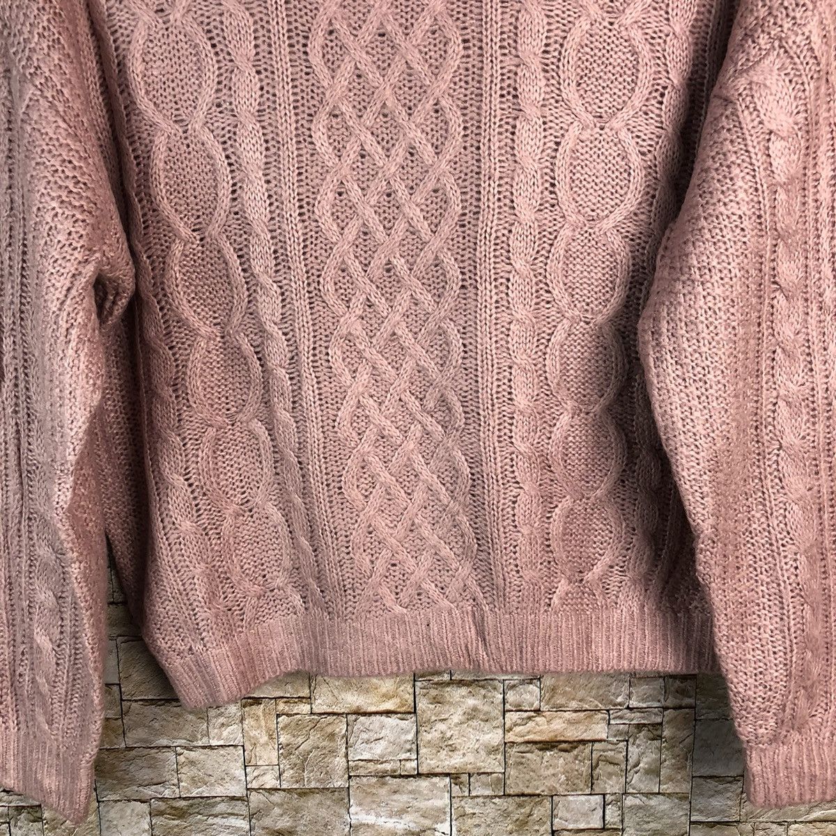 Homespun Knitwear × Japanese Brand Igni japan Pink Turtle Neck cable Knitwear #A1213 Size M / US 6-8 / IT 42-44 - 6 Thumbnail