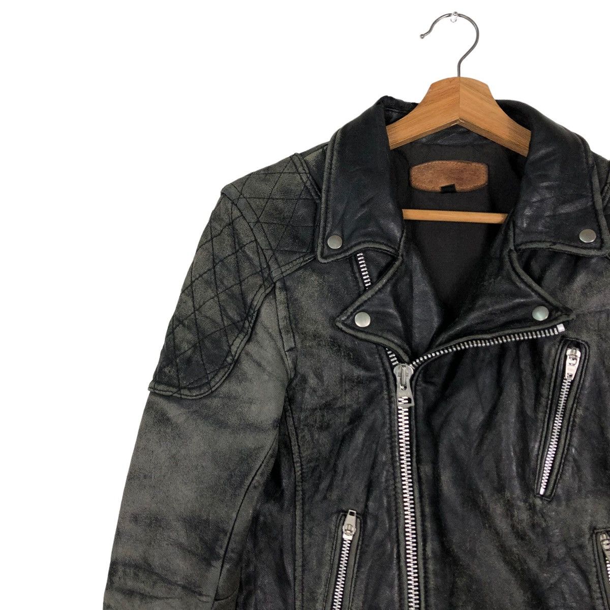 Genuine Leather 🔥VINTAGE FLY LEATHER JACKET CAFE RACER DOUBLE BREAST Size US S / EU 44-46 / 1 - 7 Thumbnail