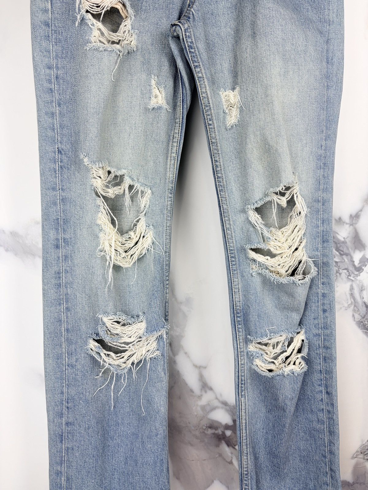 Junya Watanabe AW04 Junya Watanabe Distressed Crash Denim Jeans Thrashed Size US 28 / EU 44 - 2 Thumbnail