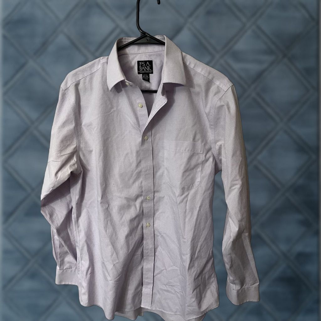 Jos. A. Bank Jos. A. Bank Purple Long Sleeve Button-Up Shirt Mens 15.5 Slim Fit Gingham Travel Casual Size US M / EU 48-50 / 2 - 1 Thumbnail