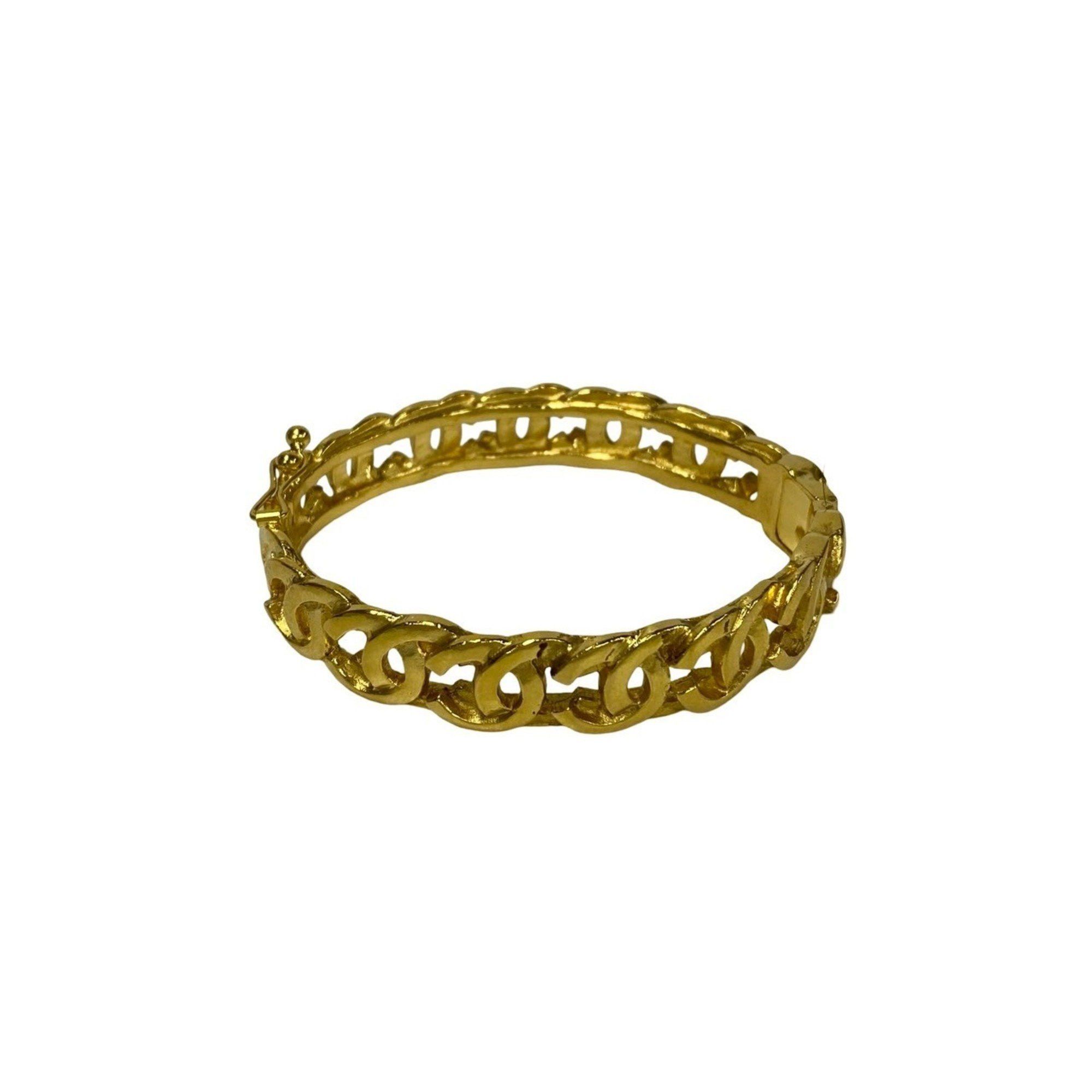 Chanel CHANEL 95A engraved Coco Mark GP bangle bracelet, gold, women's, 34103 Size ONE SIZE - 1 Thumbnail