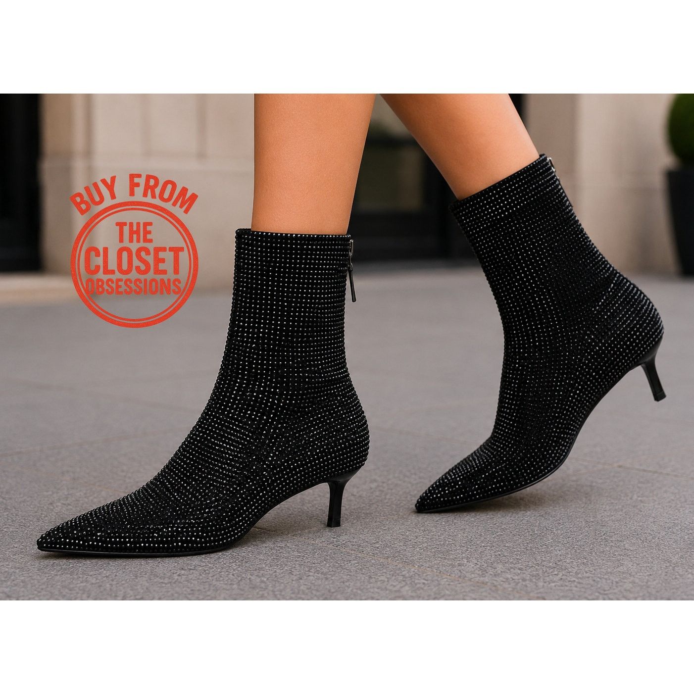 Zara ZARA Rhinestone Pointed Toe Ankle Boots – Sz 6.5, 8 NWT Size US 8 / IT 38 - 1 Thumbnail