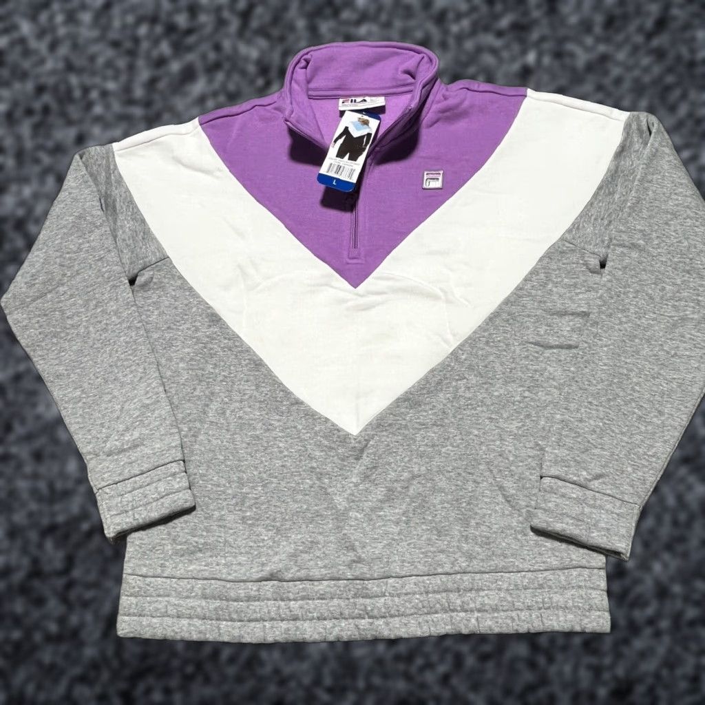 FILA Sweater Womens Lg Color Block 1/4 Zip Long Sleeve Activewear New with Tags