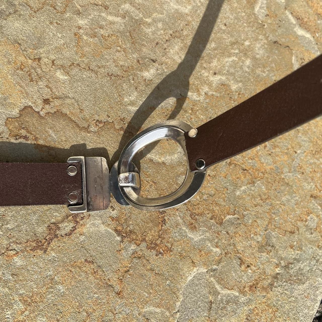 Chicos Retro Metal Hook Buckle Brown Leather Belt Size ONE SIZE - 5 Thumbnail