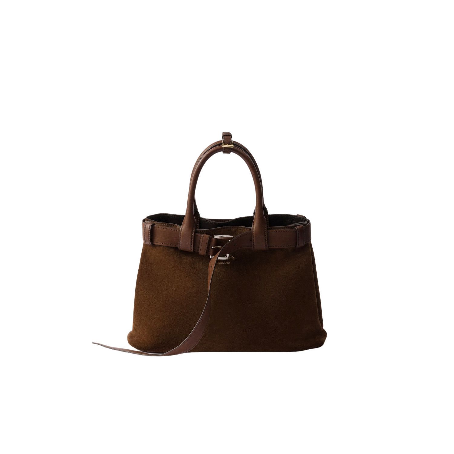 Prada PRADA Buckle Medium $5900 Cocoa Brown Top Handle Bag New & A Size ONE SIZE - 1 Thumbnail