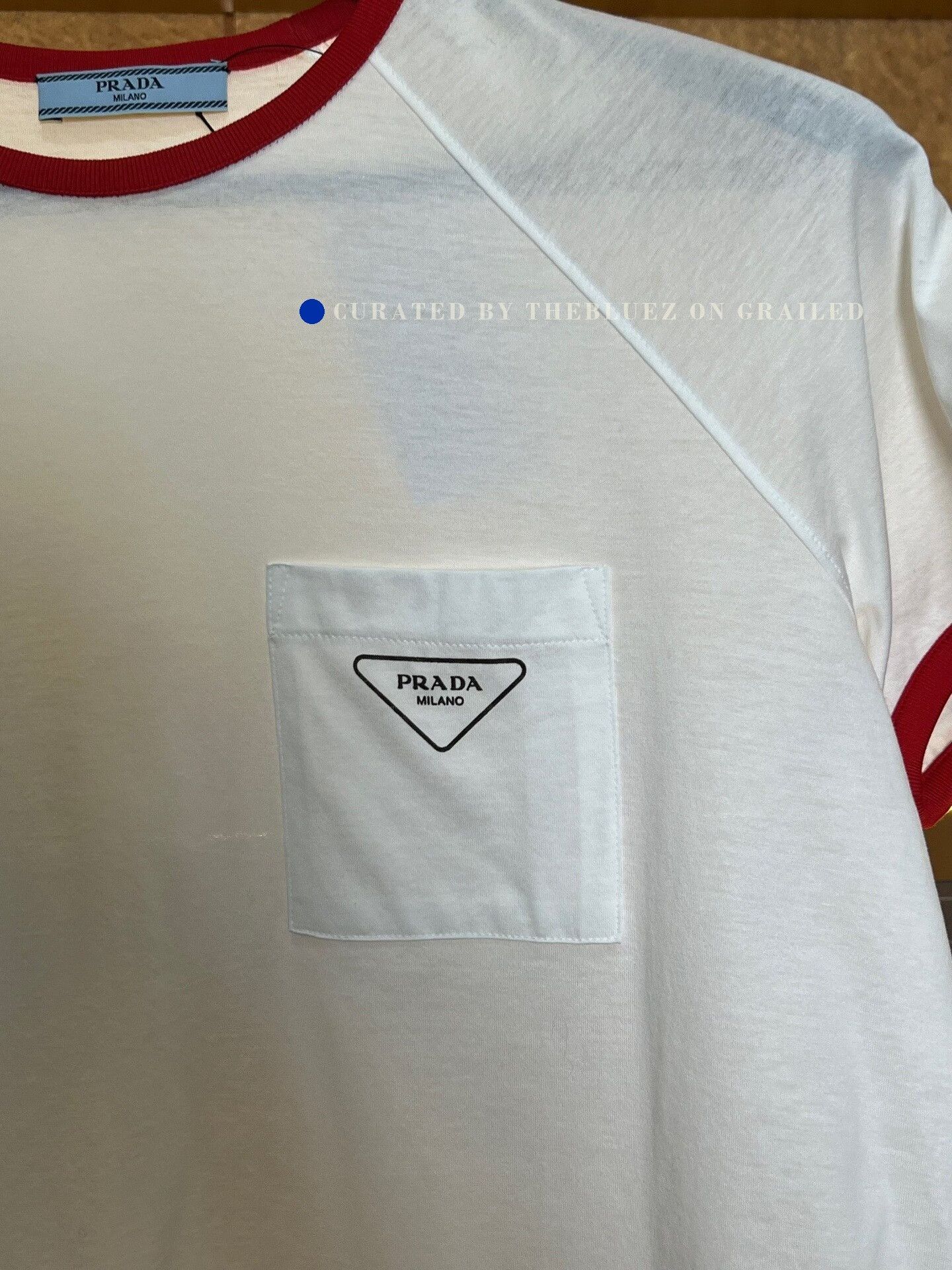 Prada Prada Red White Short Sleeve Size US L / EU 52-54 / 3 - 2 Thumbnail