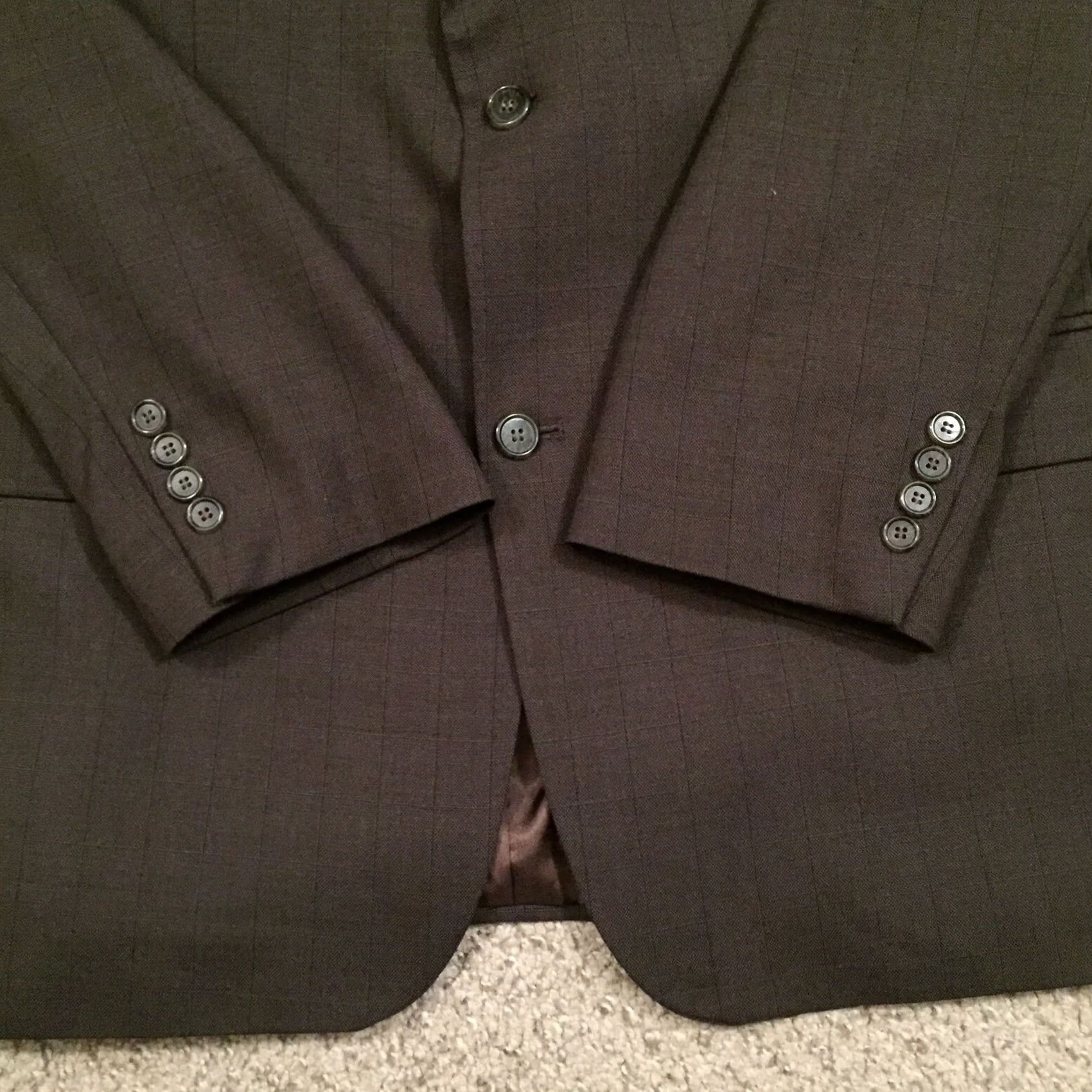 Haggar Haggar Blazer Mens 44 Brown Plaid Two-Button Polyester Wool Blend Jacket Coat Regular Size 44 Mens Notch Lapel Vintage? No Size 44R - 4 Thumbnail