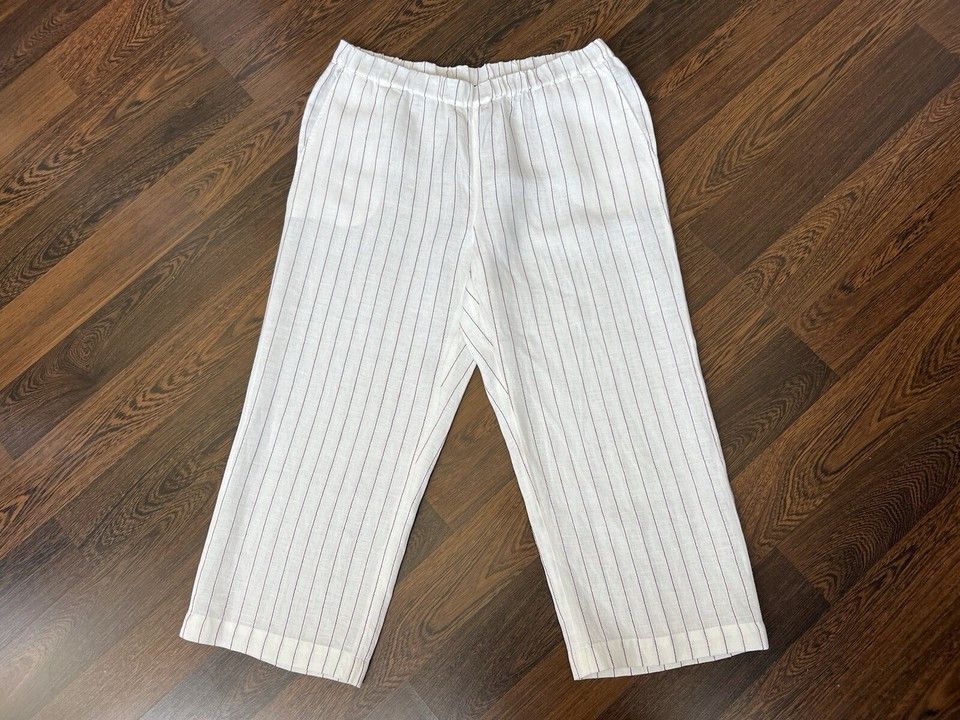 Other Persona by Marina Rinaldi Linen Blend Pants White US 10 Size 32" / US 10 / IT 46 - 7 Thumbnail