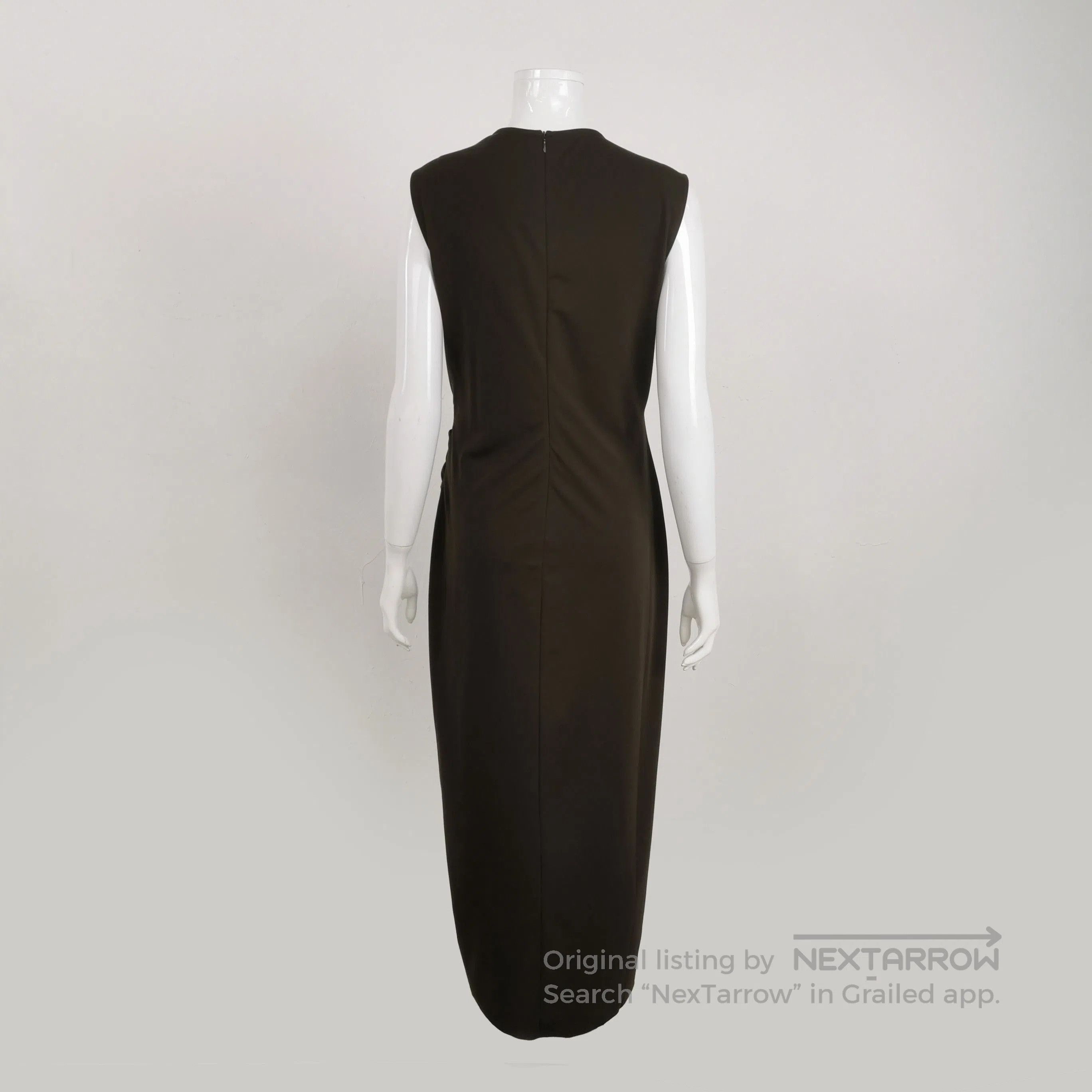 Sleeveless Brown Midi Dress with Side Knot.
