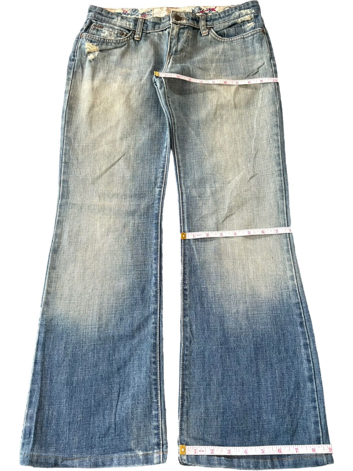 Hysteric Glamour Vintage Joes Embroidery Mud Wash Distress Flare Jeans Size 31" - 8 Thumbnail