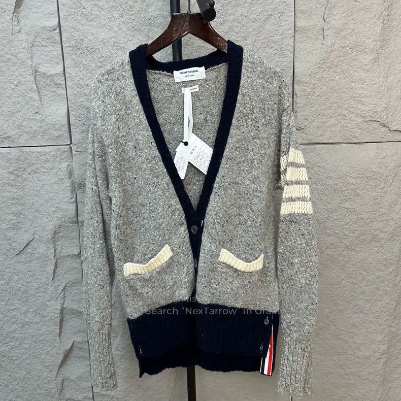 Thom Browne Thom Browne Classic Four-Stripe Wool and Mohair Cardigan Size US M / EU 48-50 / 2 - 1 Thumbnail