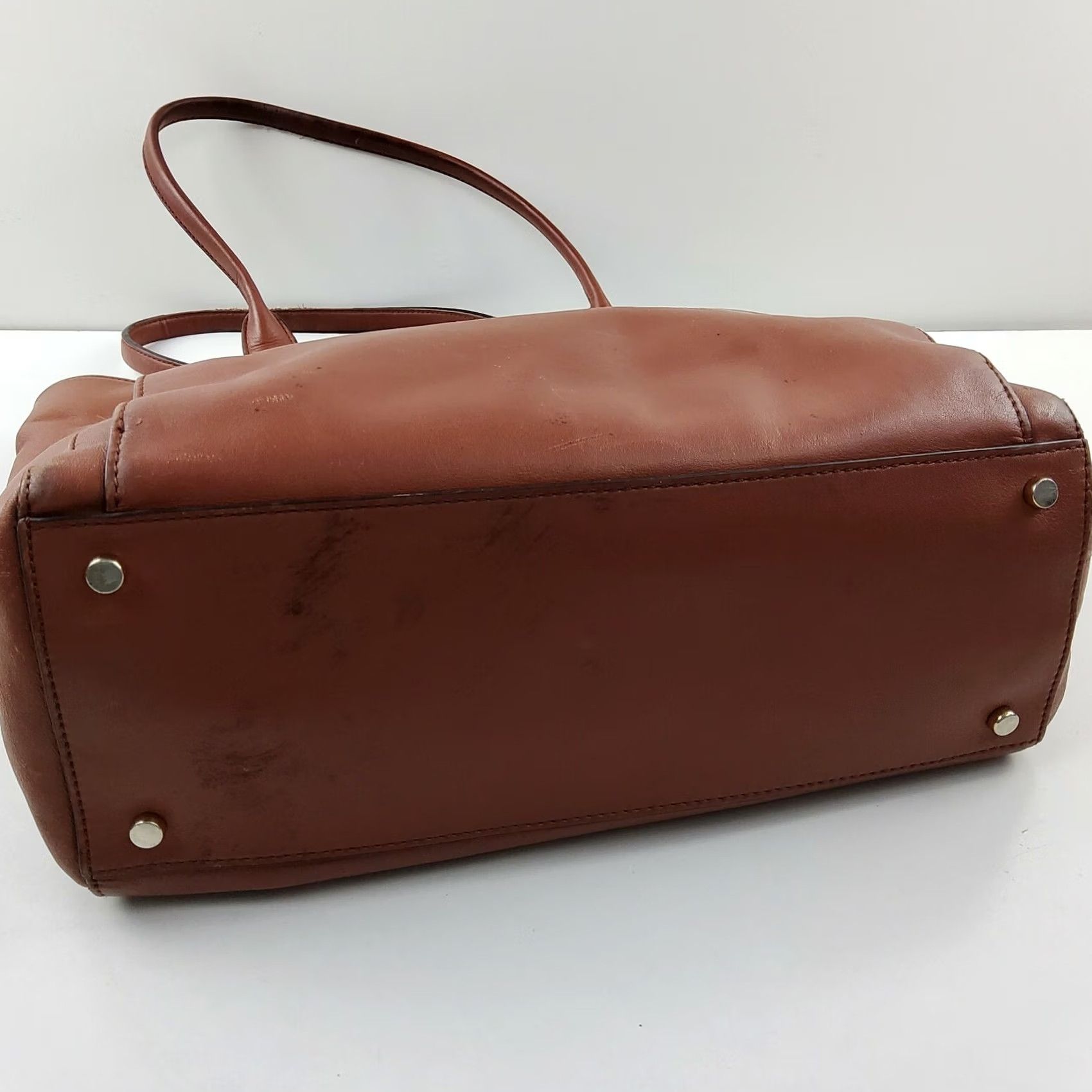 Vintage Kate Spade Hampton Road Davis Large Smooth Leather Tote Turnlock Purse Handbag Women Bag Brown Leather Tote Purse Womens Size ONE SIZE - 5 Thumbnail
