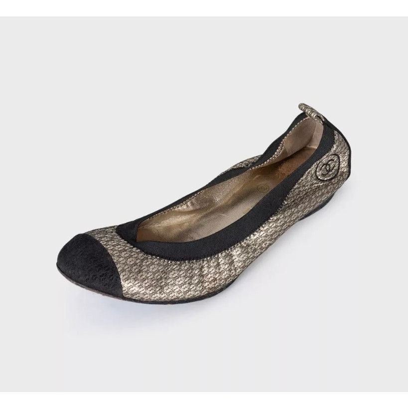 Chanel Chanel Quilted Gold Leather Ballerina Flats - Size 39.5 Size US 9.5 / IT 39.5 - 3 Thumbnail