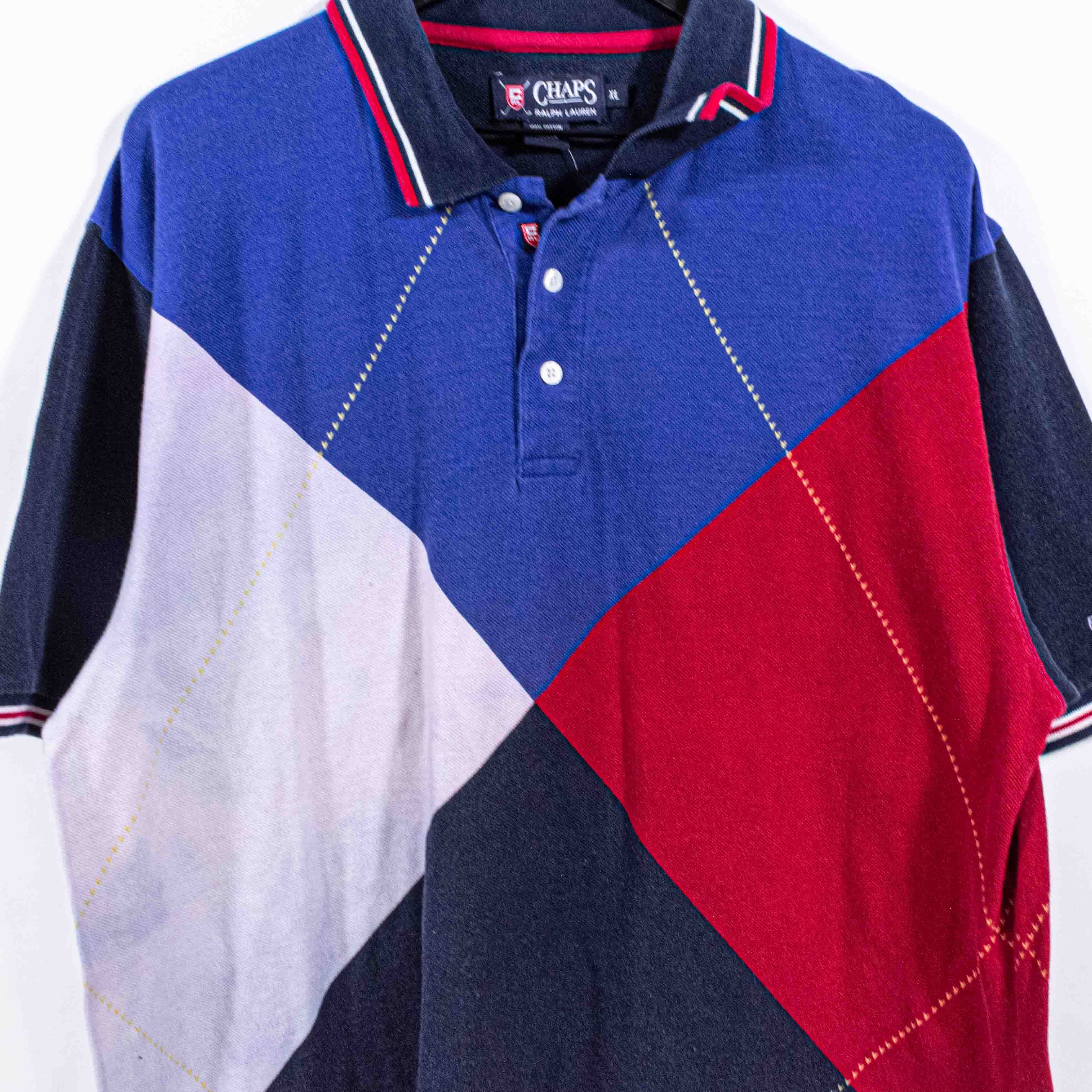 Chaps Ralph Lauren Chaps Ralph Lauren Golf Polo Shirt Colorblock Distressed VTG Size US XL / EU 56 / 4 - 3 Thumbnail