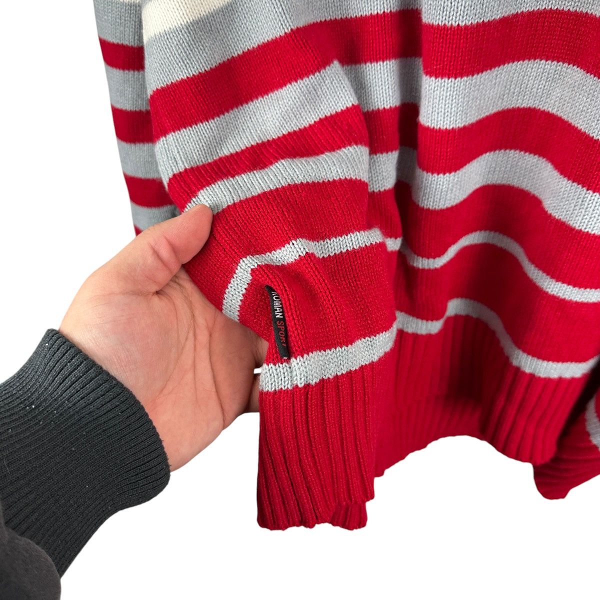 Koman × Vintage Vintage 90s Koman Sport Red Striped Knit Sweater Size US M / EU 48-50 / 2 - 7 Thumbnail