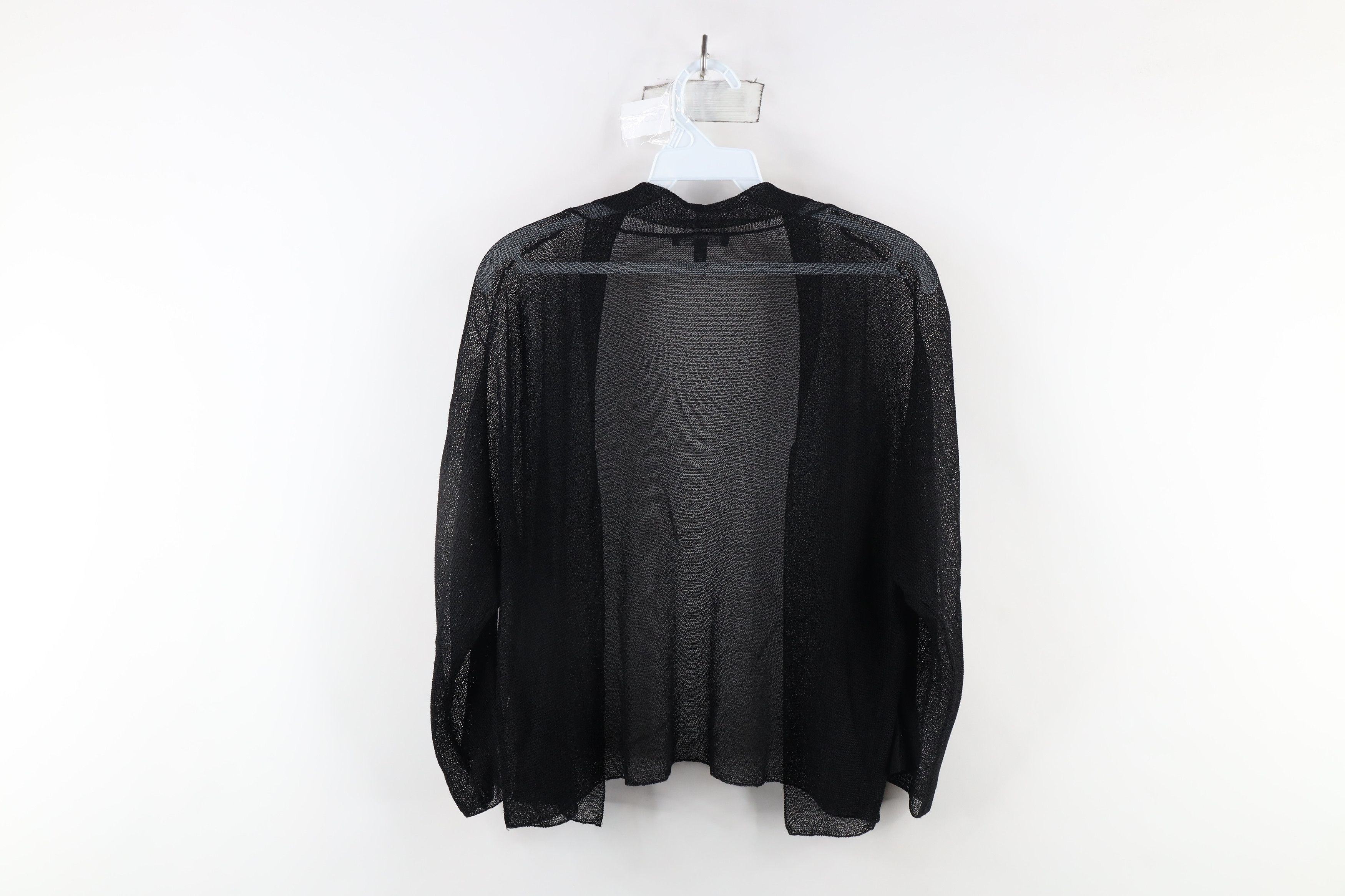 Eileen Fisher × Vintage Eileen Fisher Knit Gauzy Open Front Cardigan Sweater Size L / US 10 / IT 46 - 9 Thumbnail
